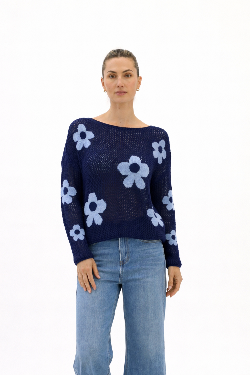 Rae Daisy Linen Blend Knit Navy