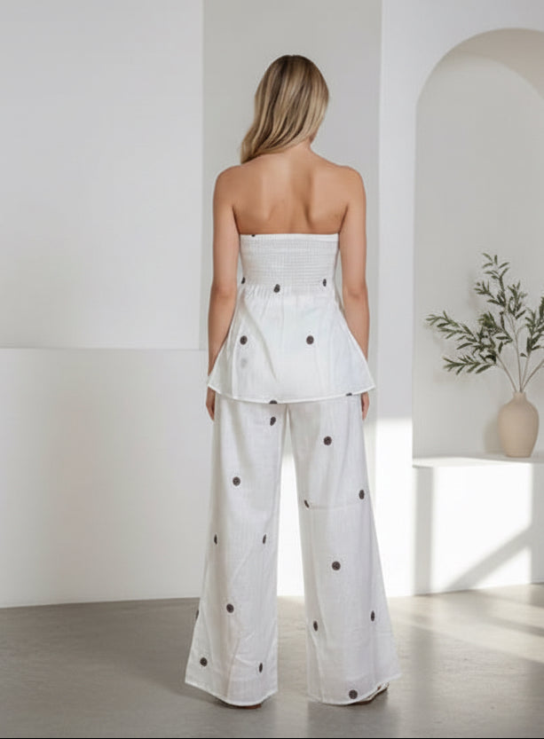 Charlotte Strapless Pant Set White