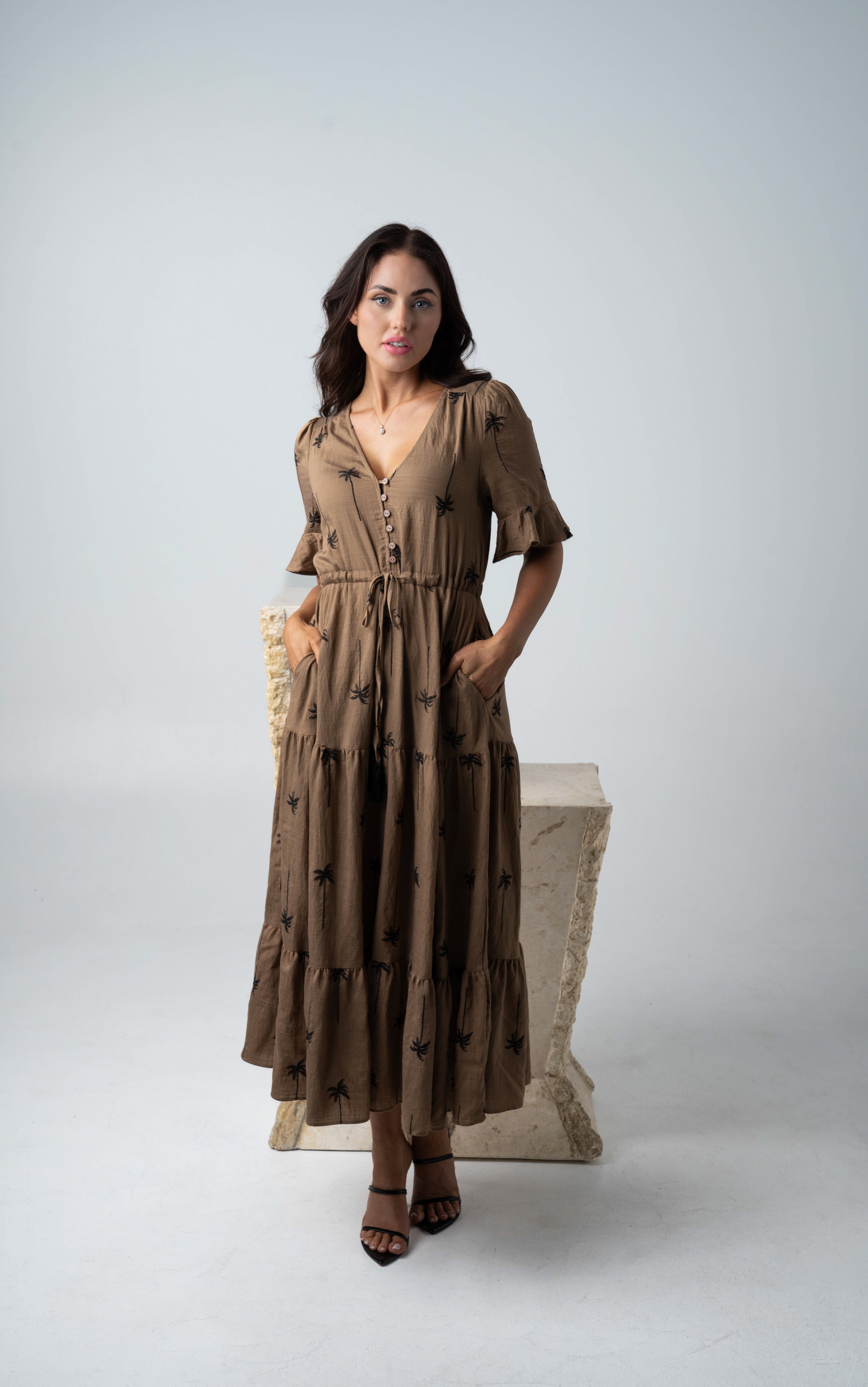 Black Palm Maxi Dress