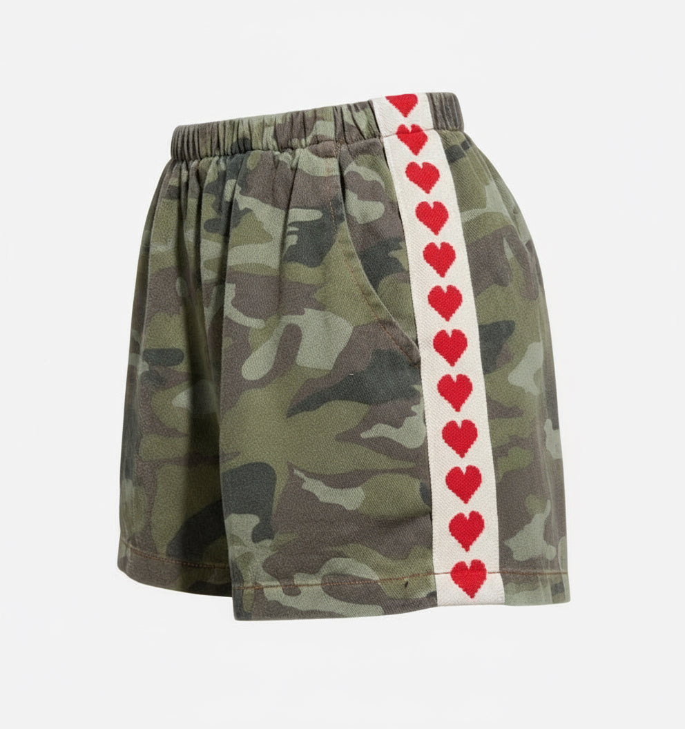 Green Camo Red Hearts By Frankie Shorts