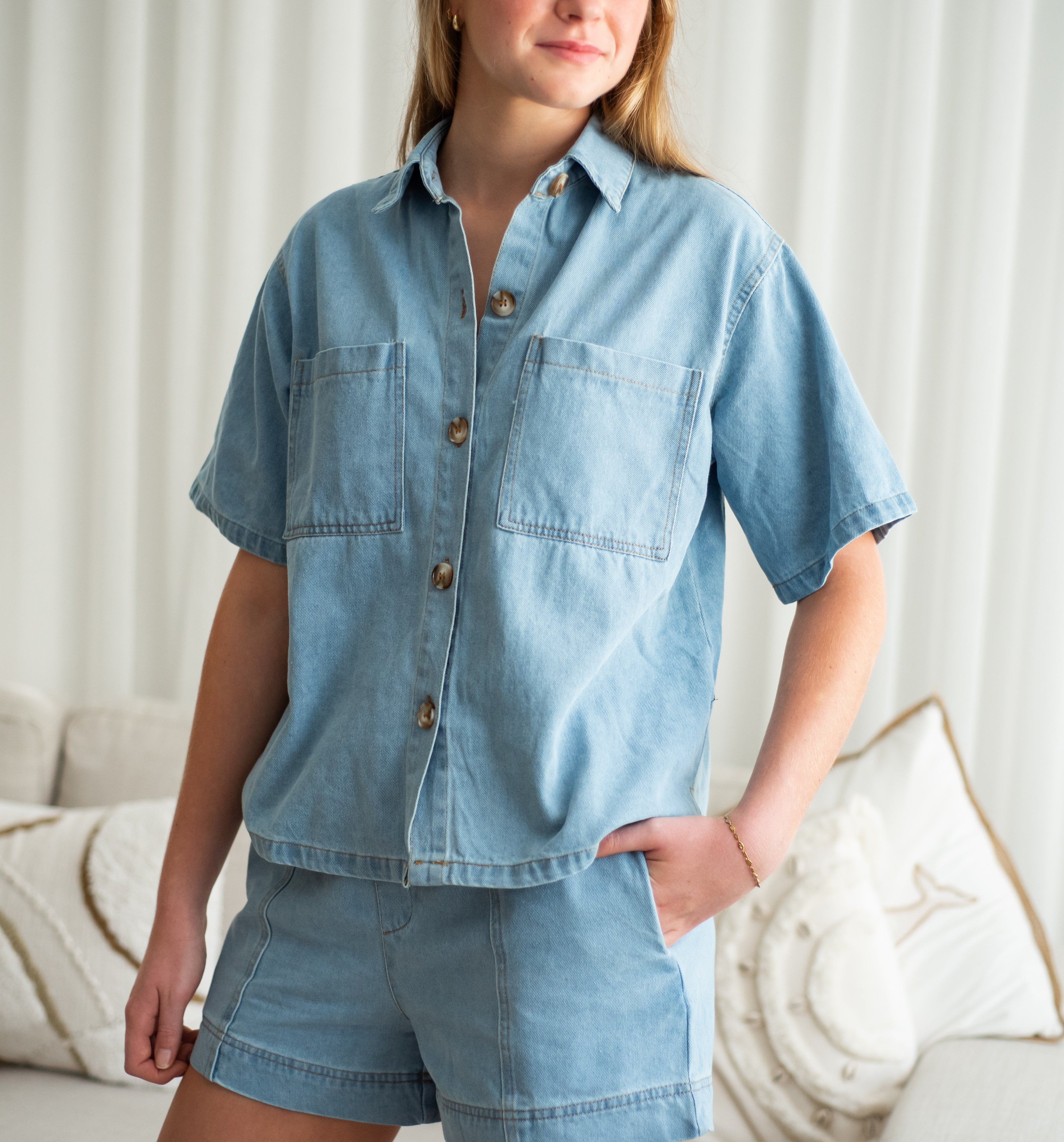 Denim Short Set