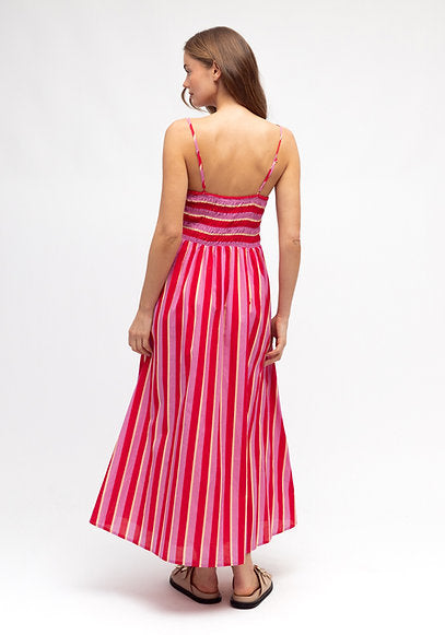 Renata Stripe Midi Dress Red