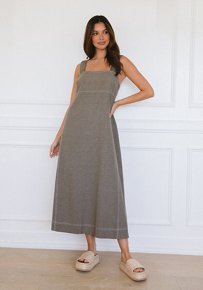 Stitched up Maxi Dress Khaki