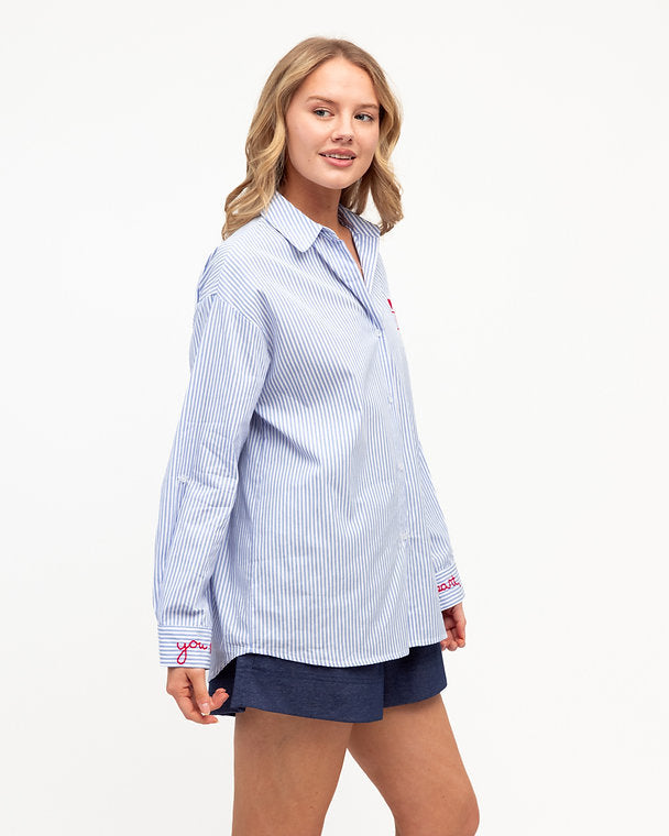 X's & O's Oversized Embroidered Shirt