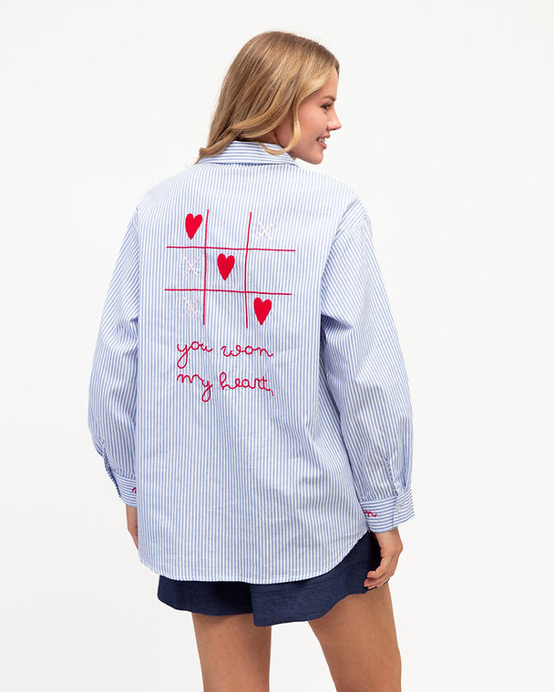 X's & O's Oversized Embroidered Shirt