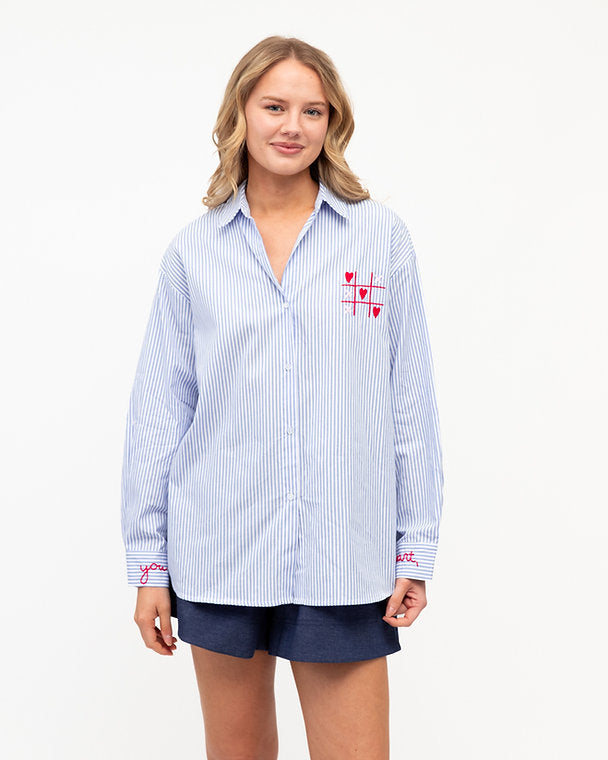 X's & O's Oversized Embroidered Shirt