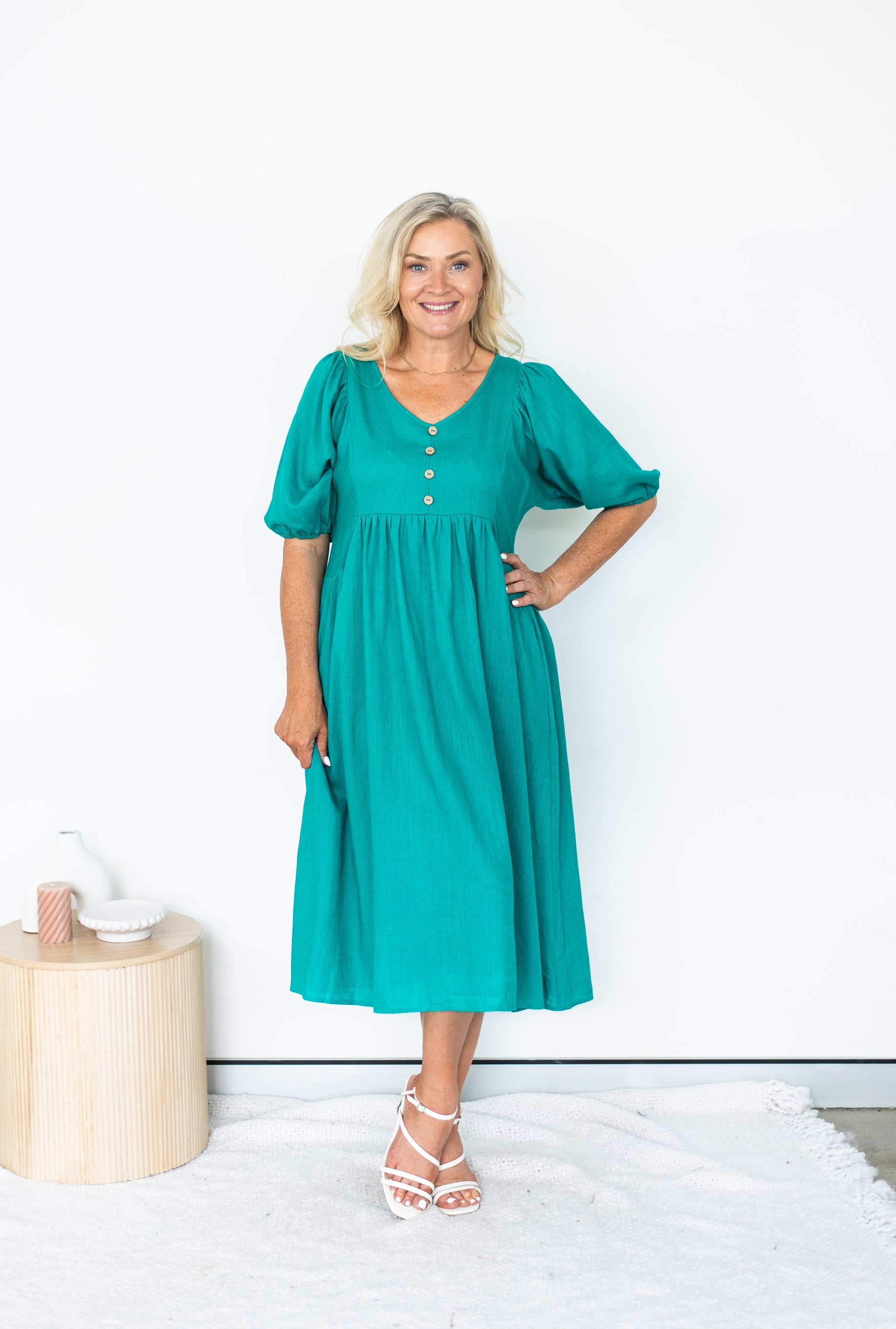 Bonny Teal Midi Dress