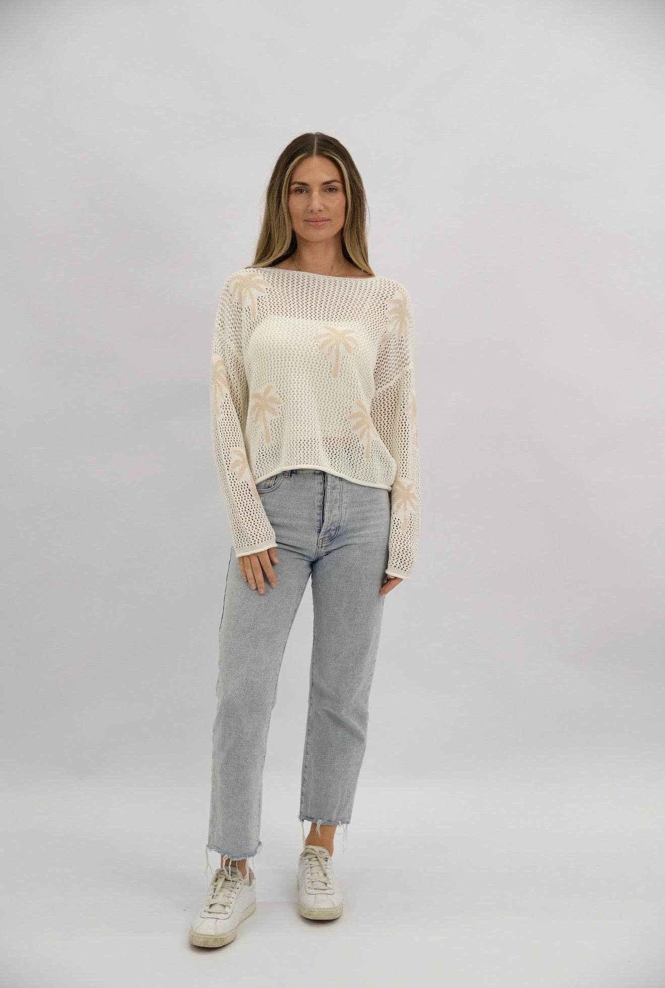Sunset Shore Palm Knit White