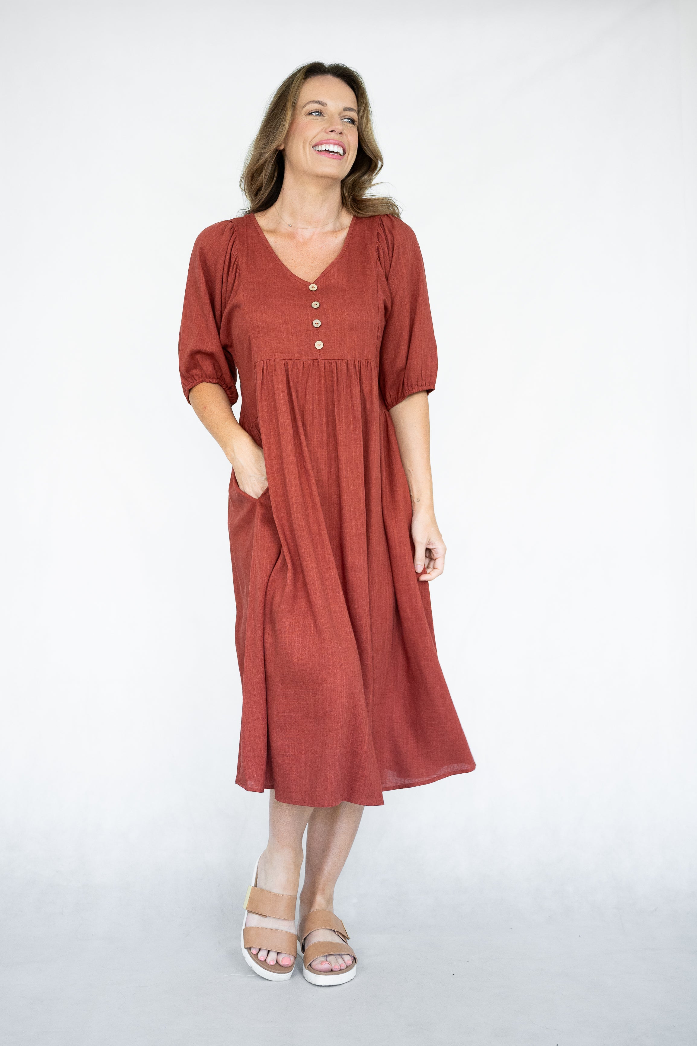Bonny Rust Midi Dress