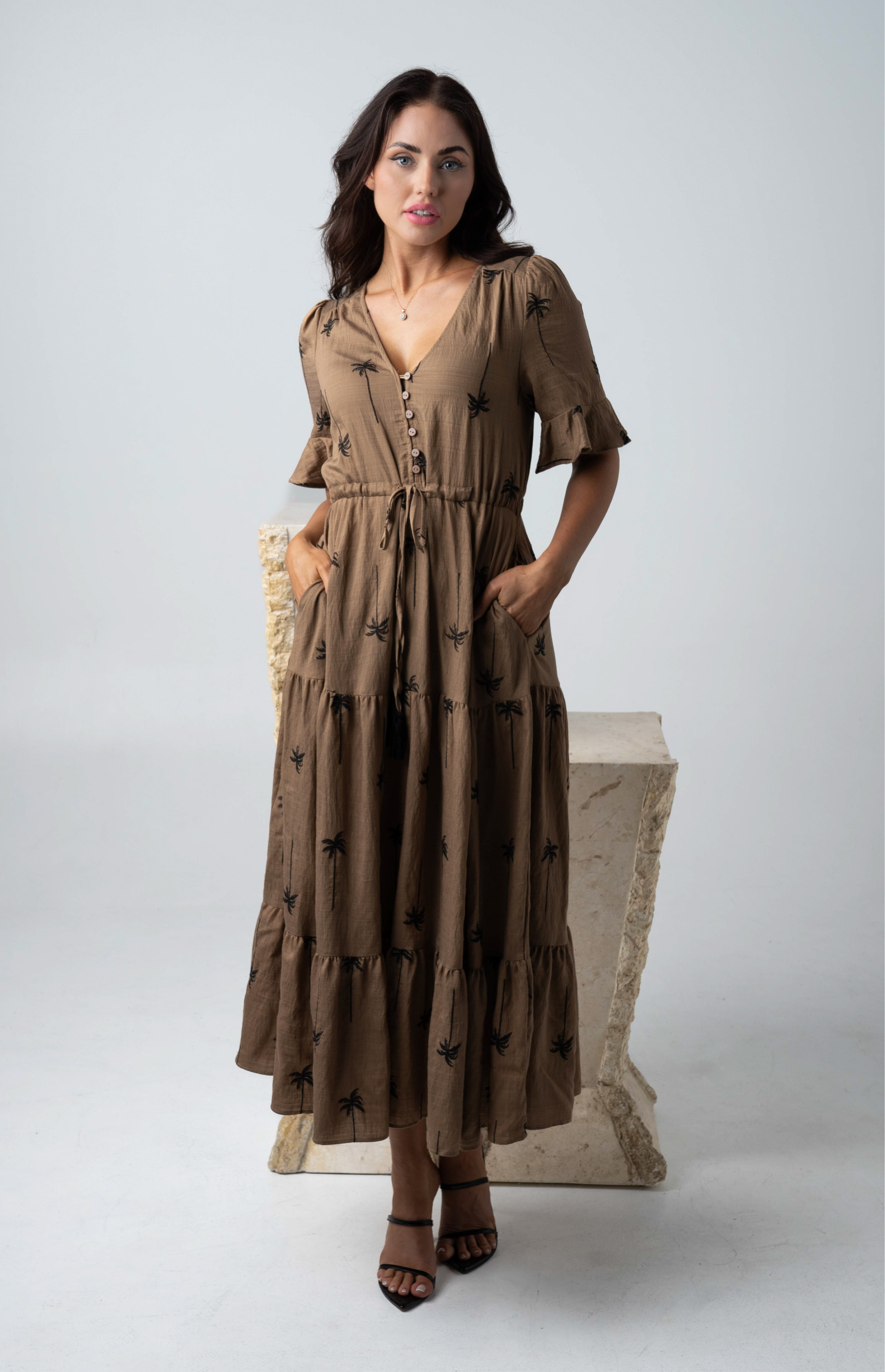 Black Palm Maxi Dress
