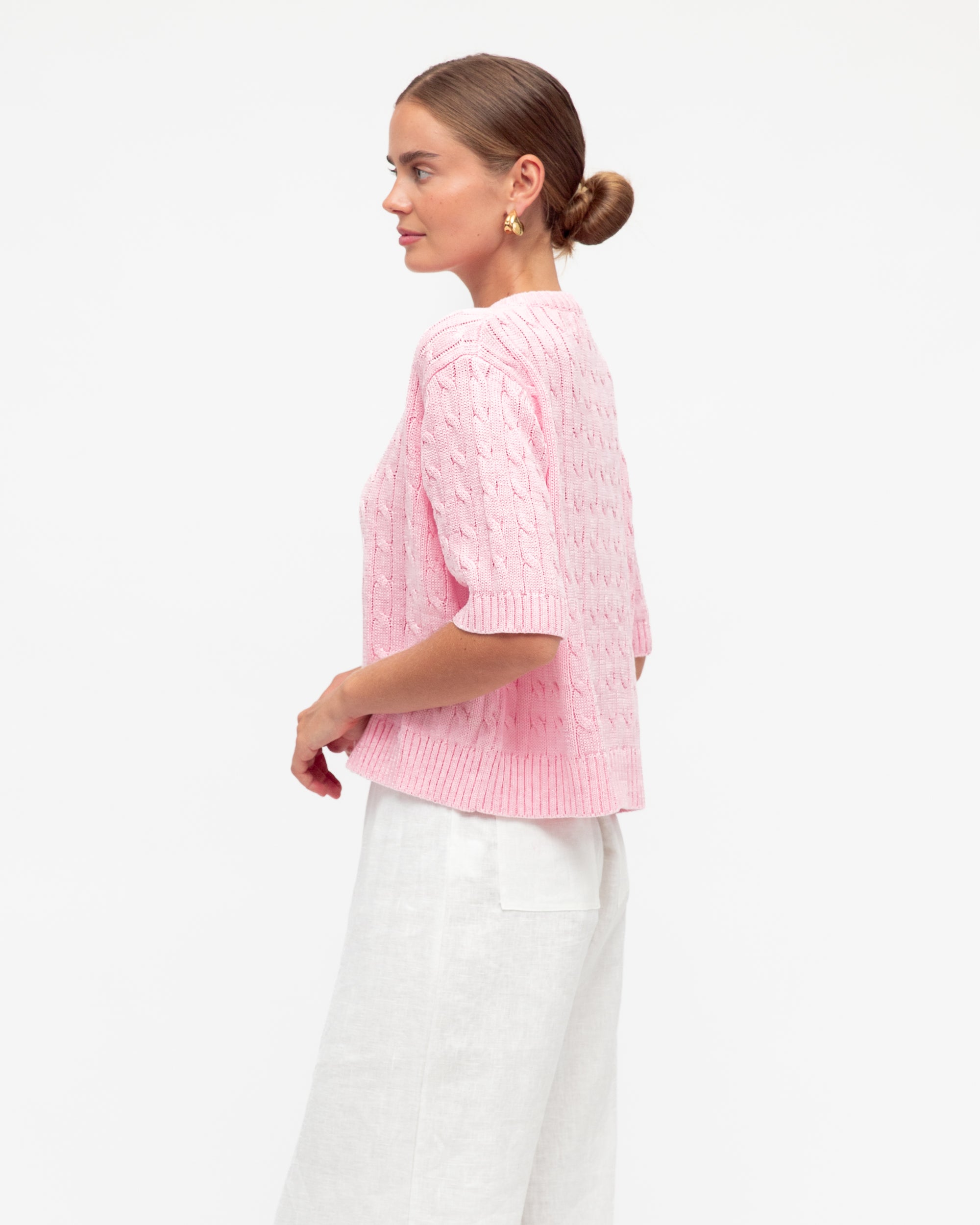 Dianna Cropped Cardigan Pink