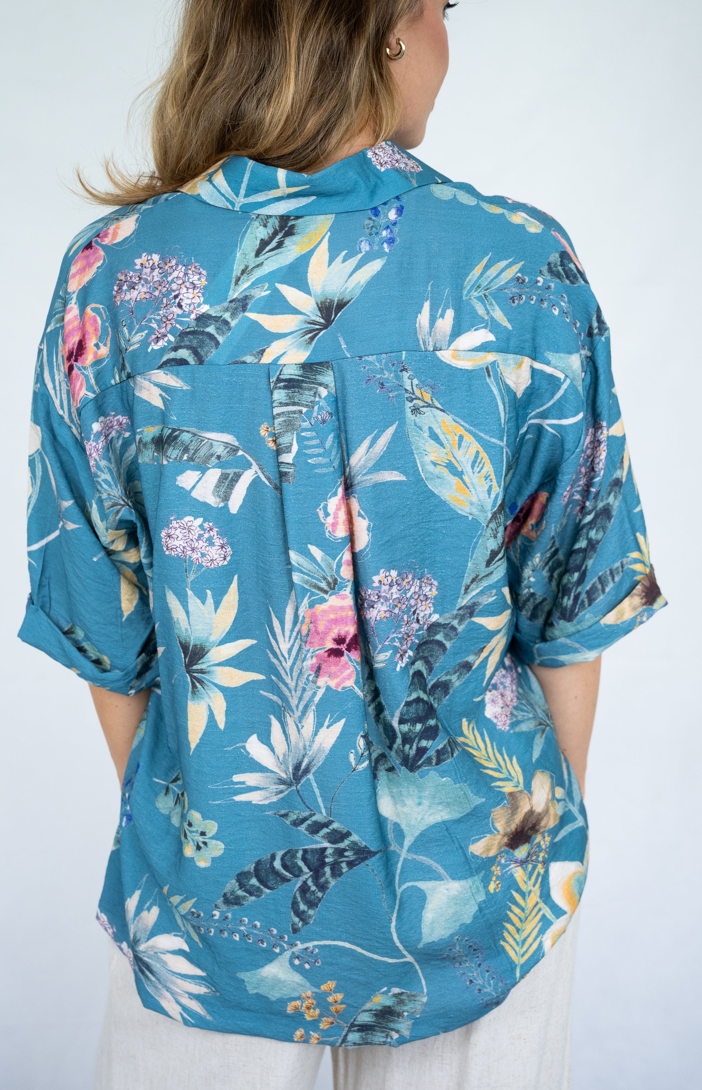 Tropical Blue Print Top