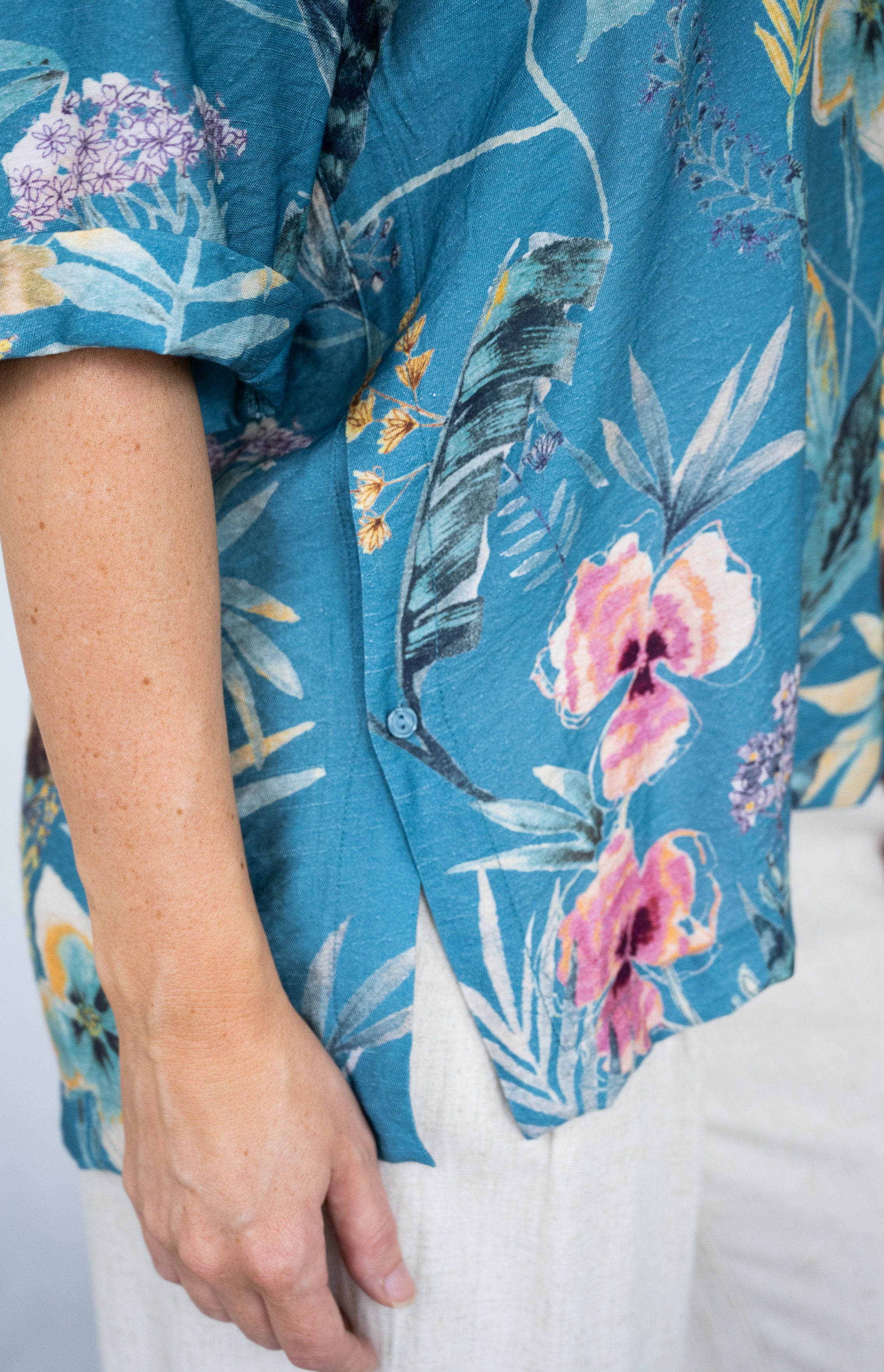 Tropical Blue Print Top