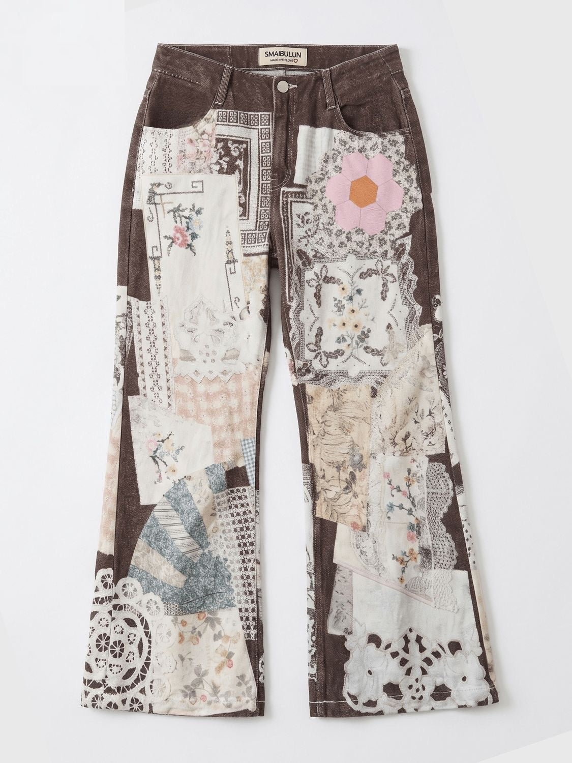 Chocolate Garden of Eden Floral Denim Jean