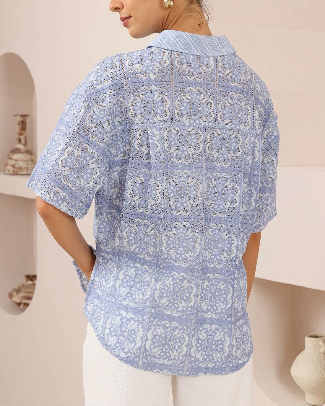 Lila Lace Shirt Blue