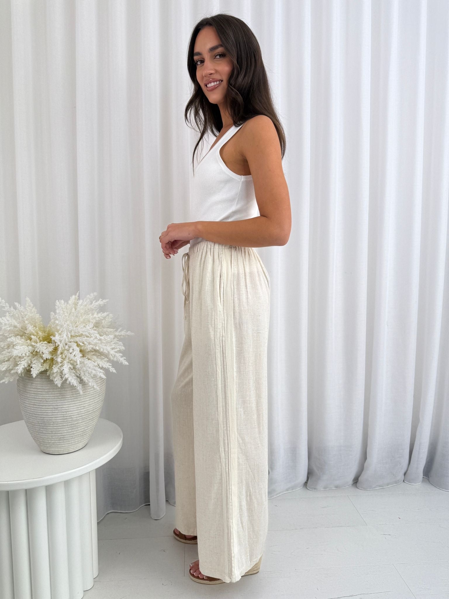 Haven Linen Racer Pant Natural