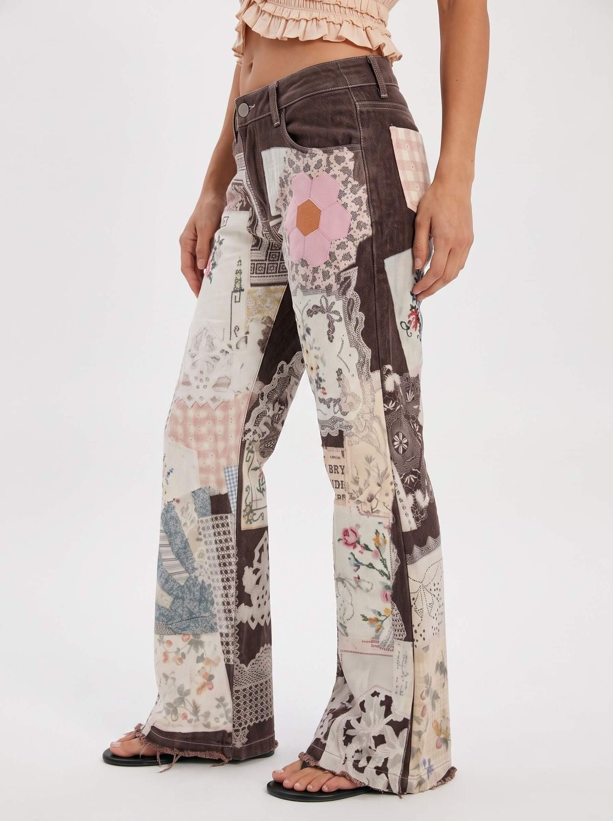 Chocolate Garden of Eden Floral Denim Jean