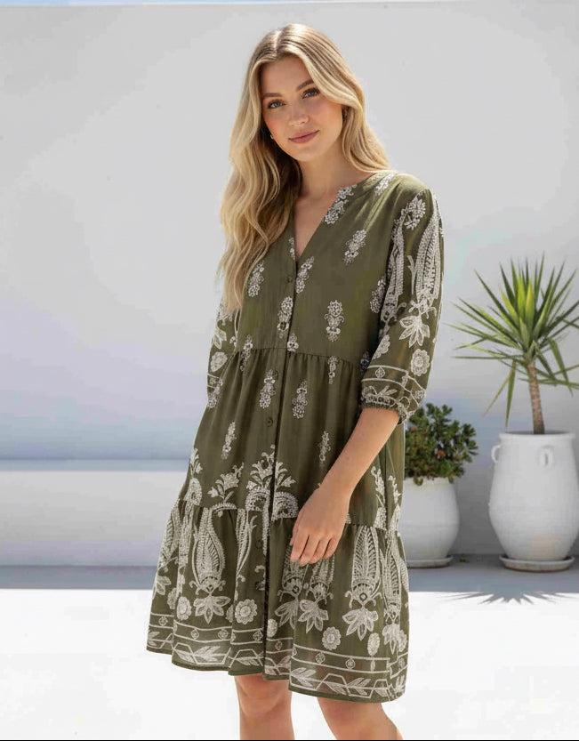 Rossetta Midi Dress Khaki