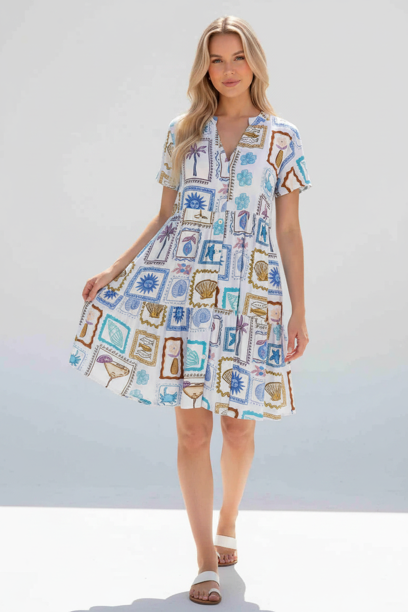Seaside Escape Short Dress Blue