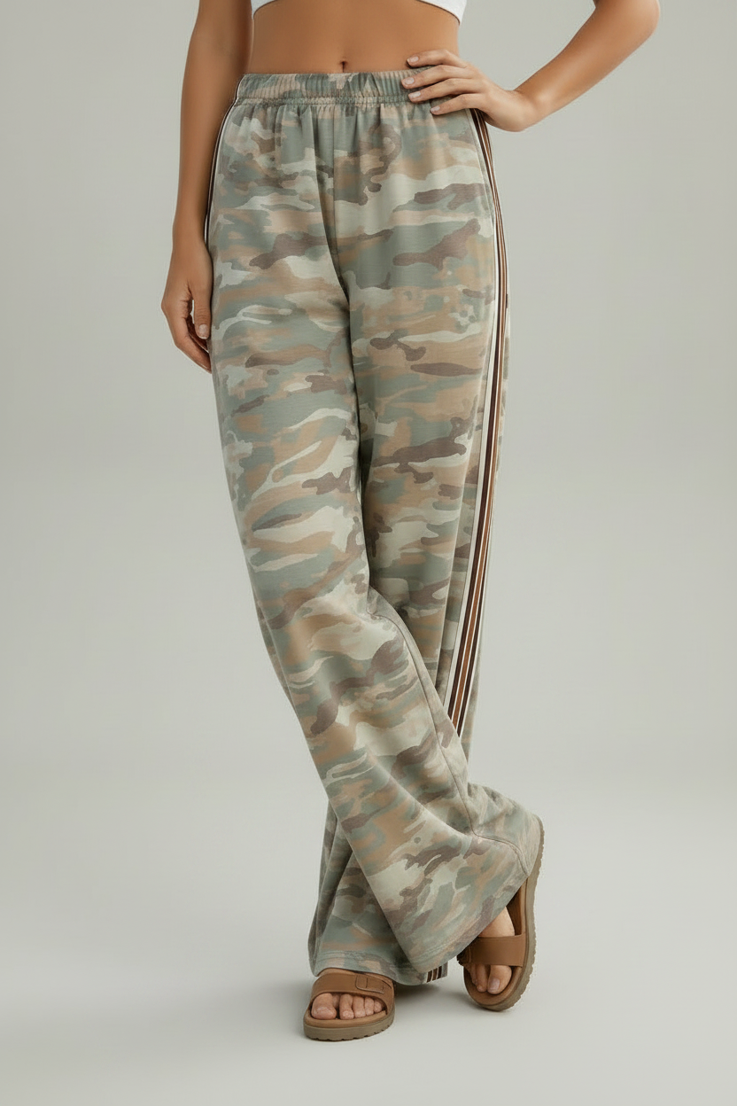 Light Camo Brown Racer Stripe Pants