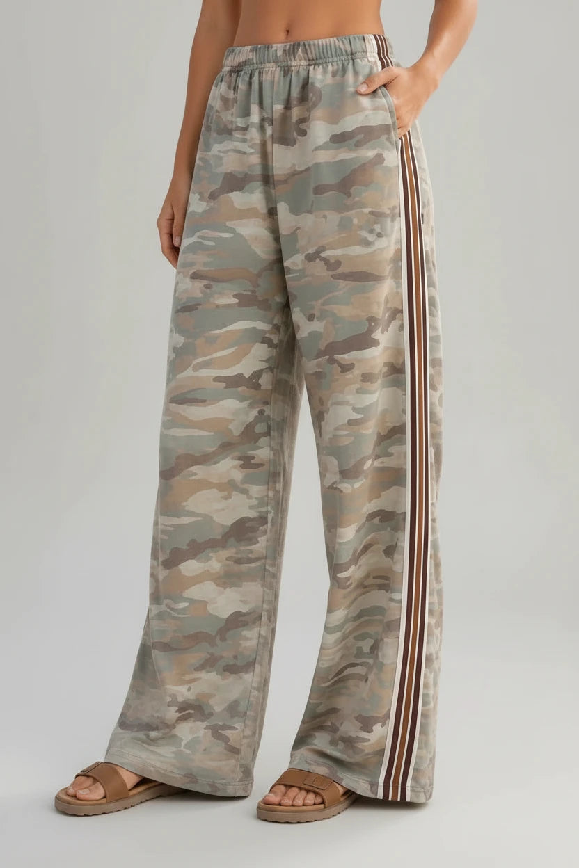 Light Camo Brown Racer Stripe Pants