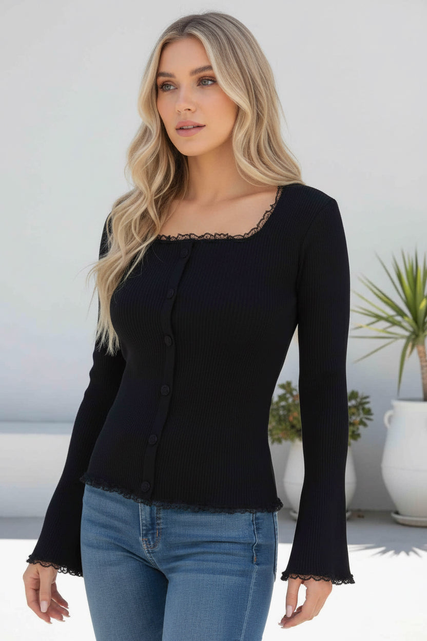Sammy Button Front Knit Top
