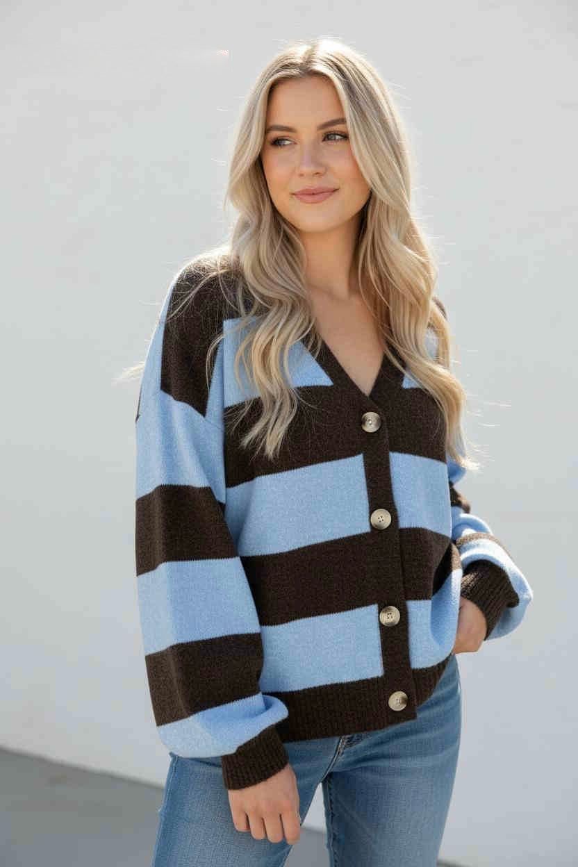 Torrey Block Stripe Knit Cardigan