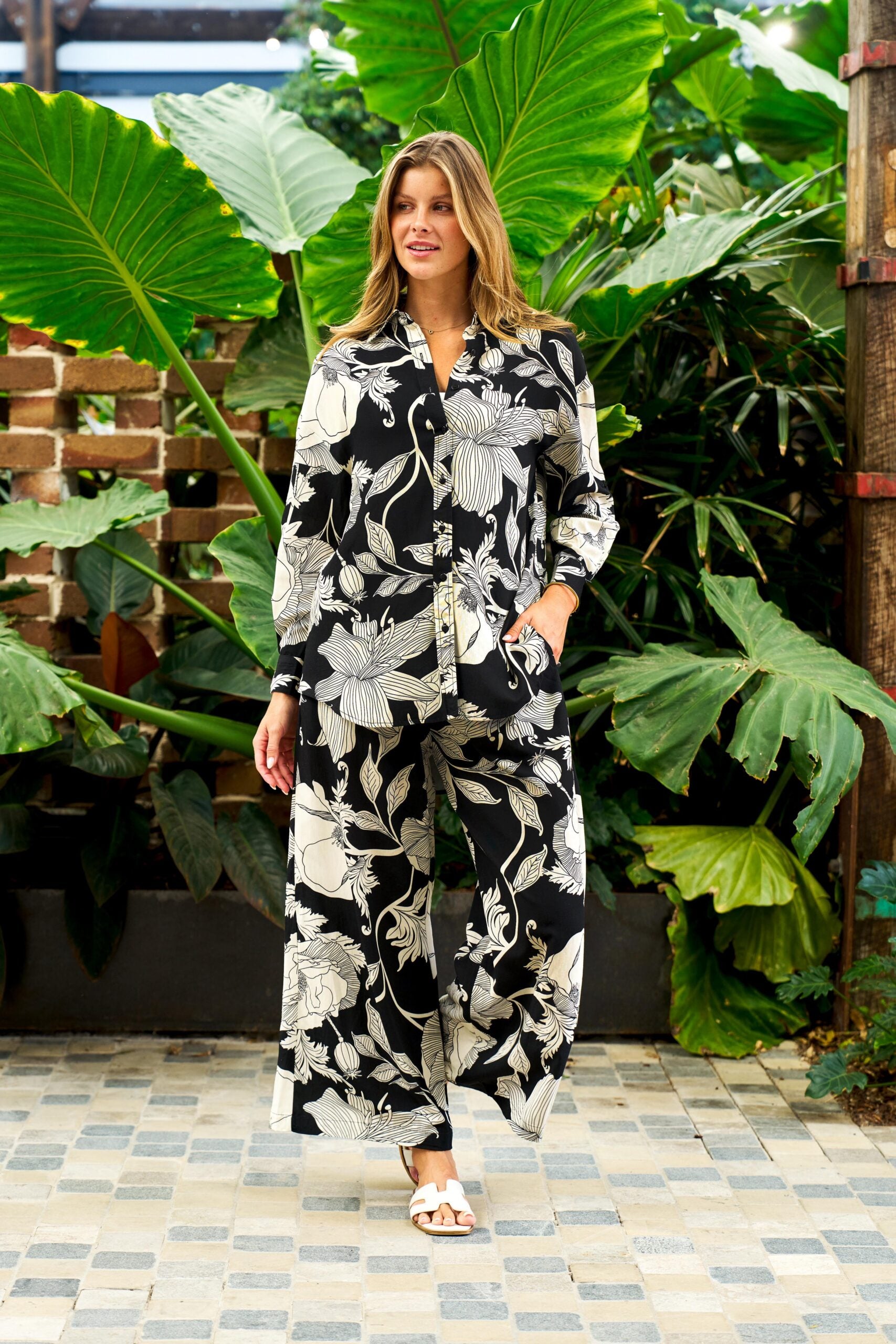 Helena Black Floral Shirt