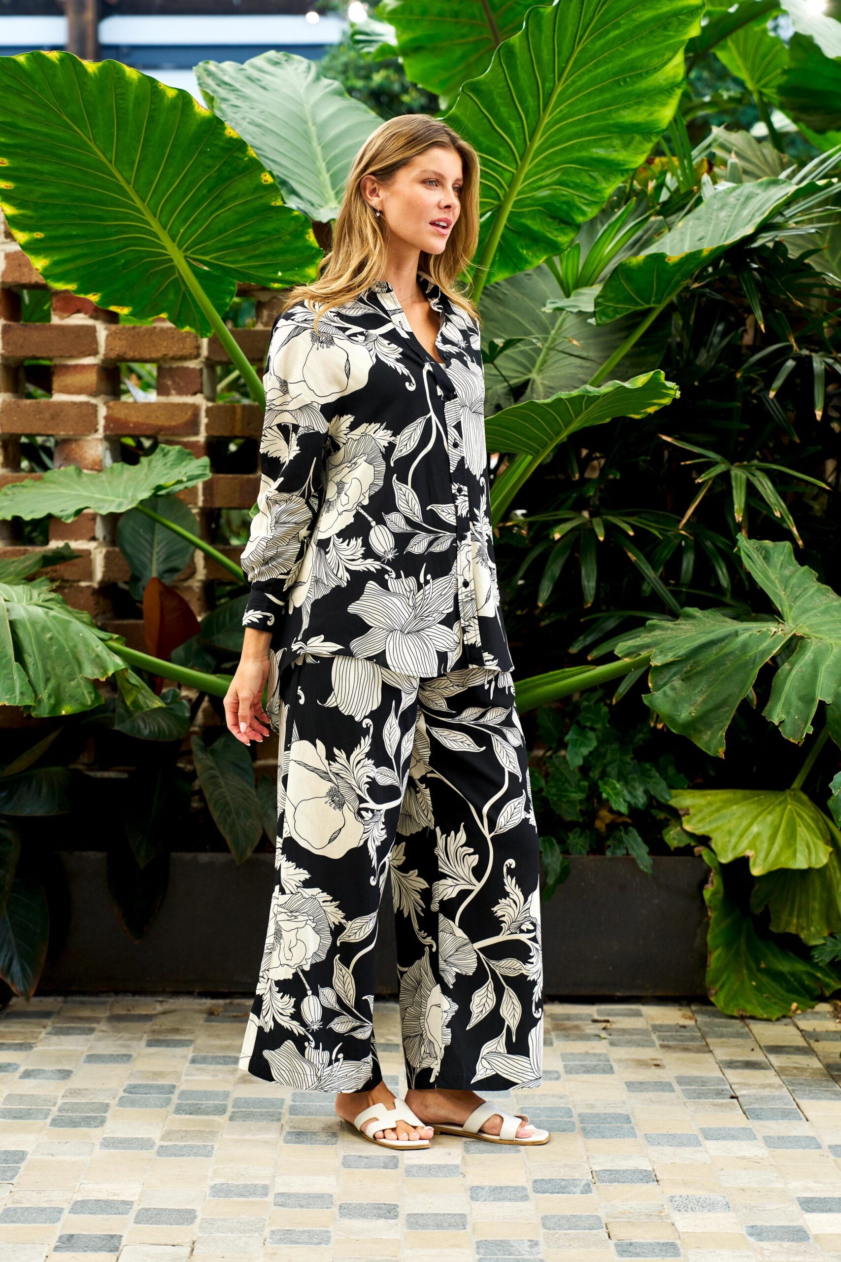 Helena Black Floral Pants