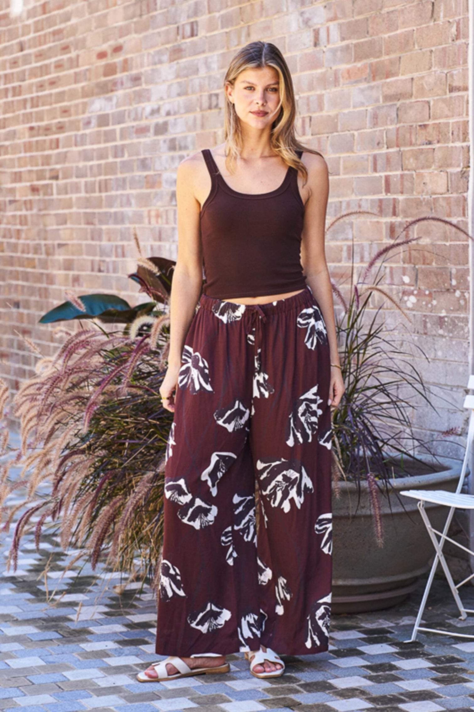 Divine Brown Floral Pants