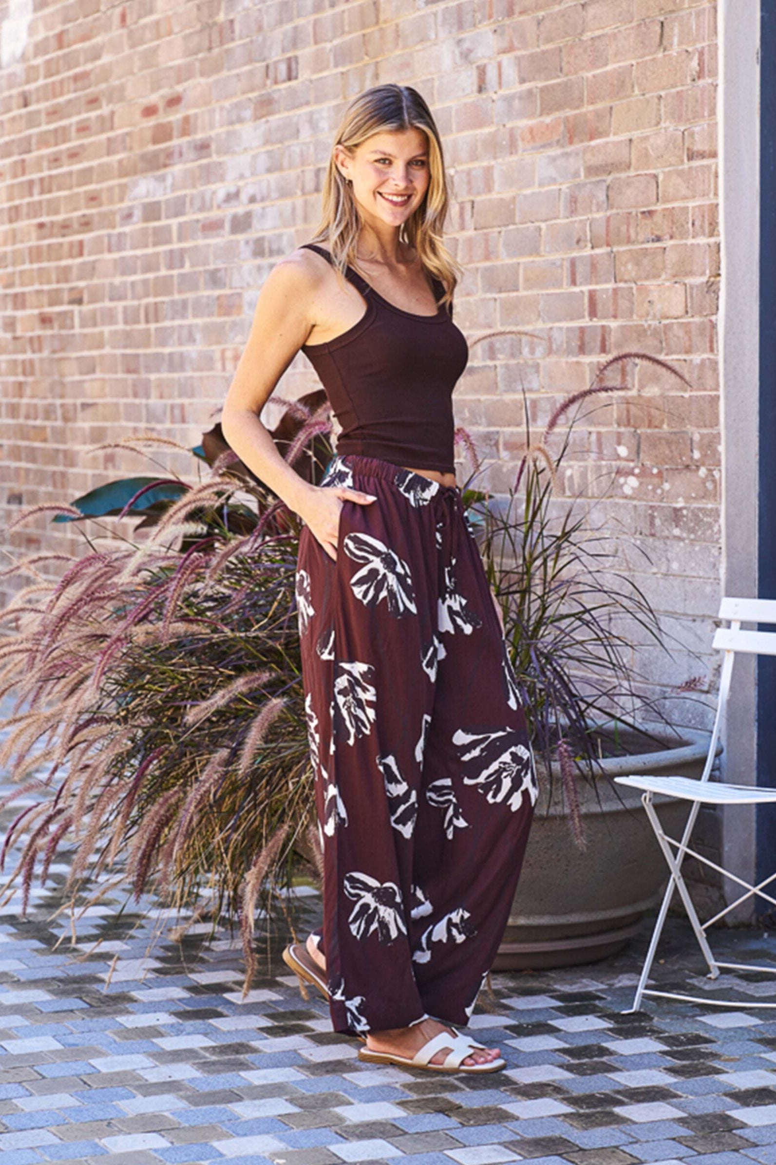Divine Brown Floral Pants