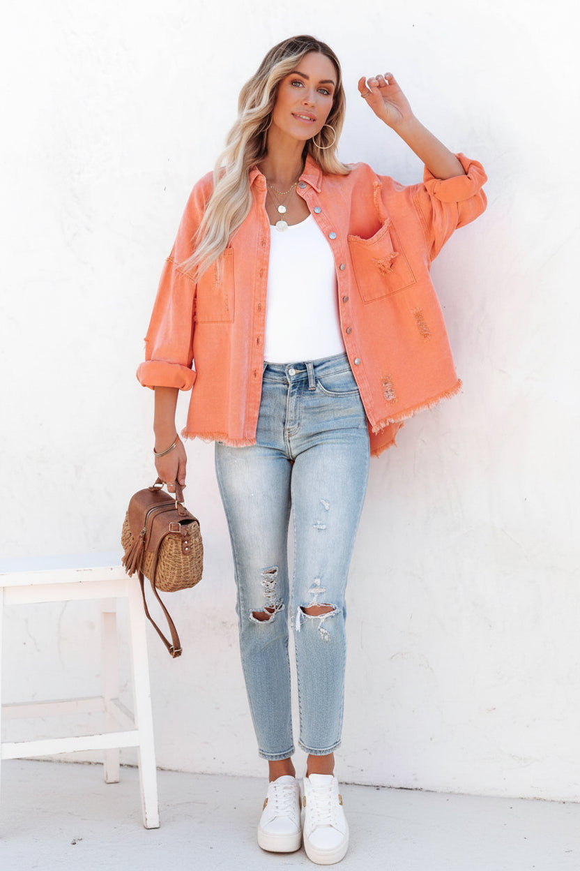 Felicity Denim Jacket Coral