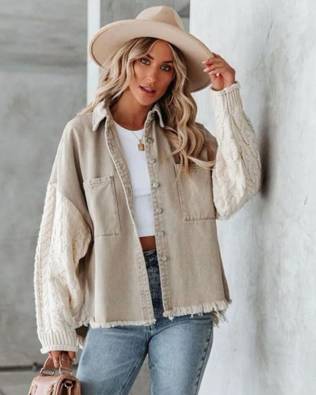 Tully Knit Sleeve Denim Jacket