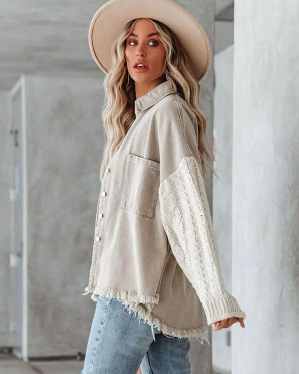 Tully Knit Sleeve Denim Jacket