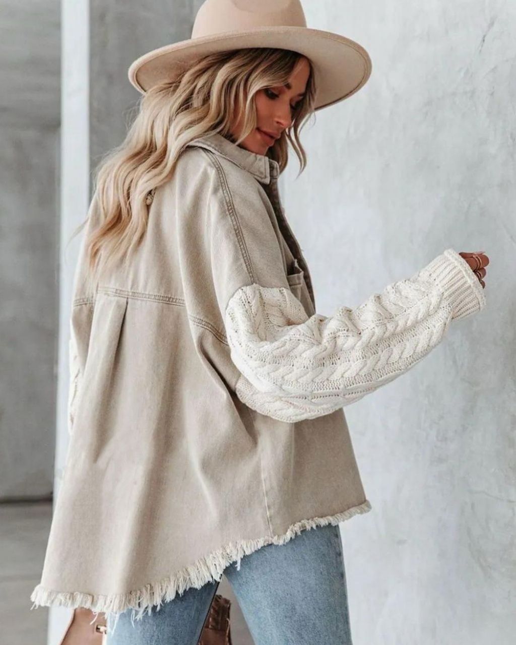 Tully Knit Sleeve Denim Jacket