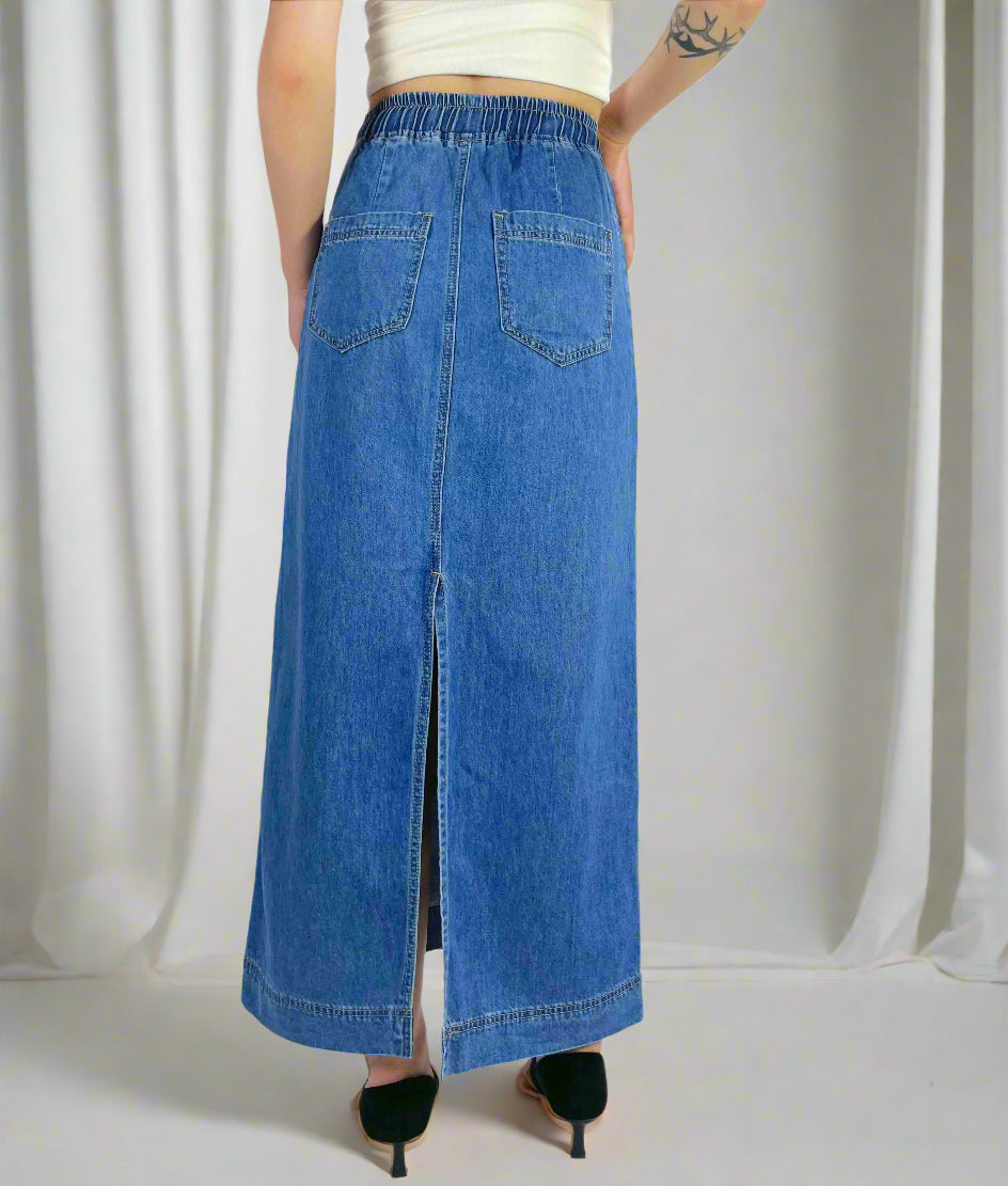 Country Denim Maxi Skirt