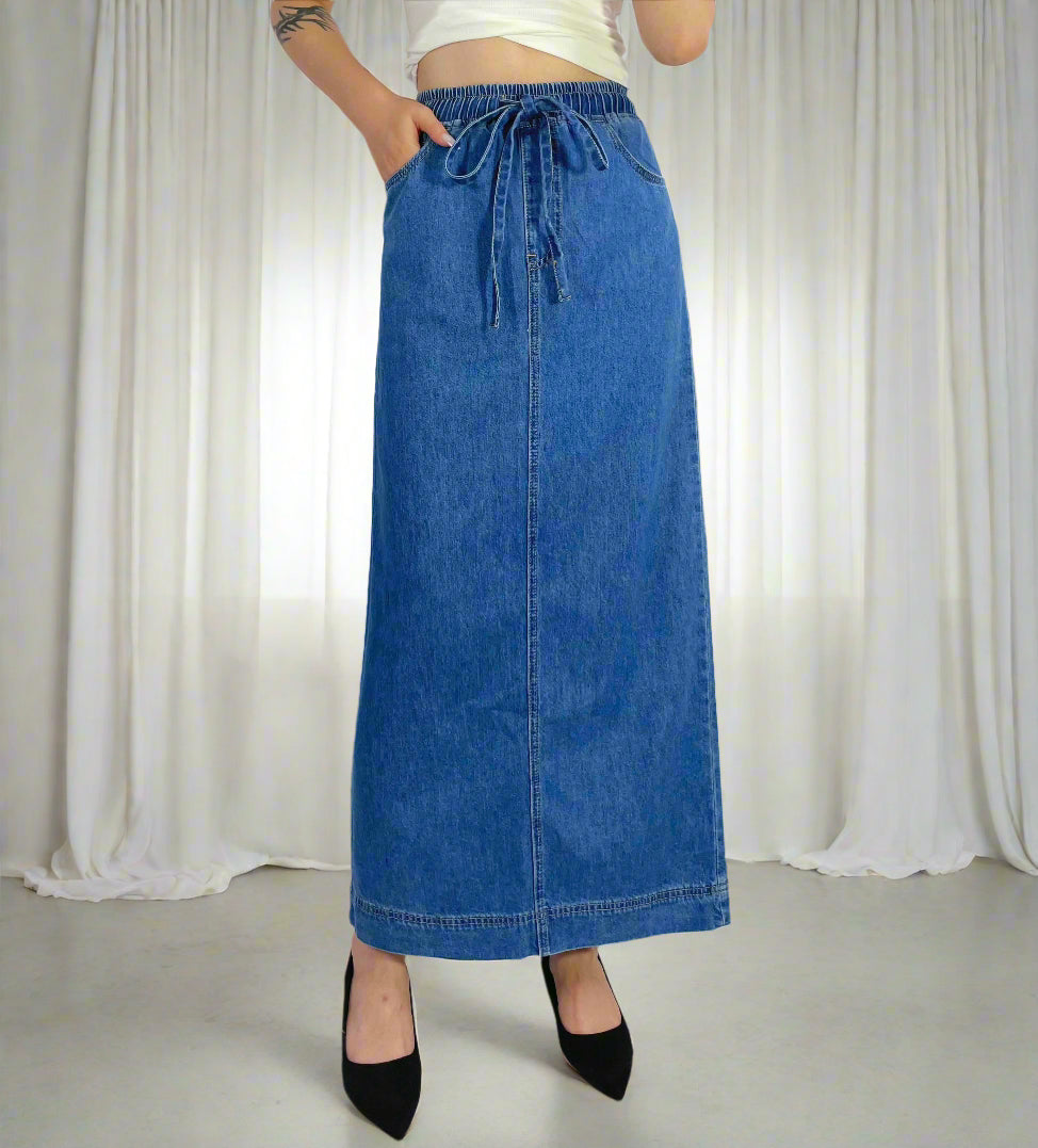 Country Denim Maxi Skirt