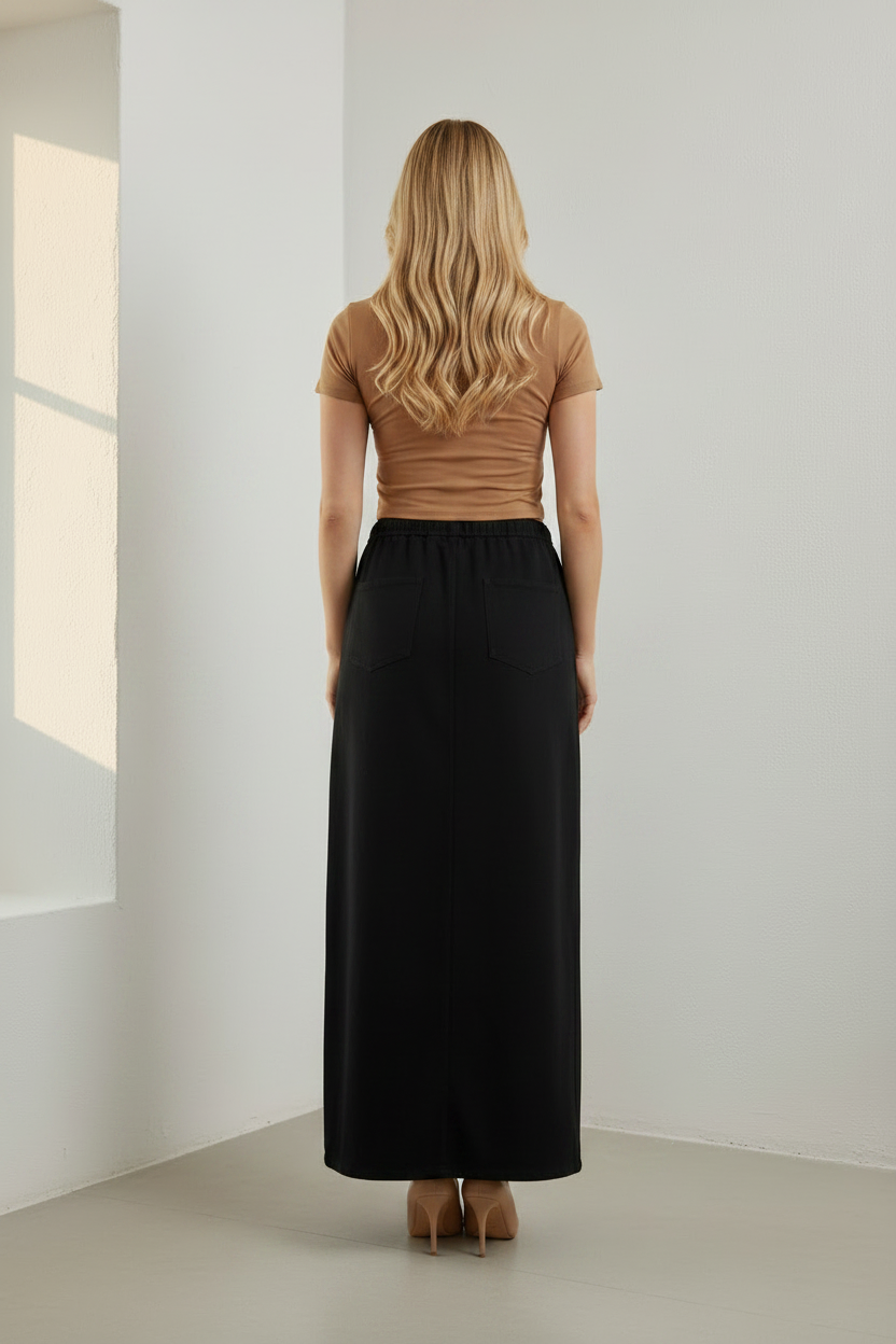 Tate Denim Maxi Skirt Black Denim