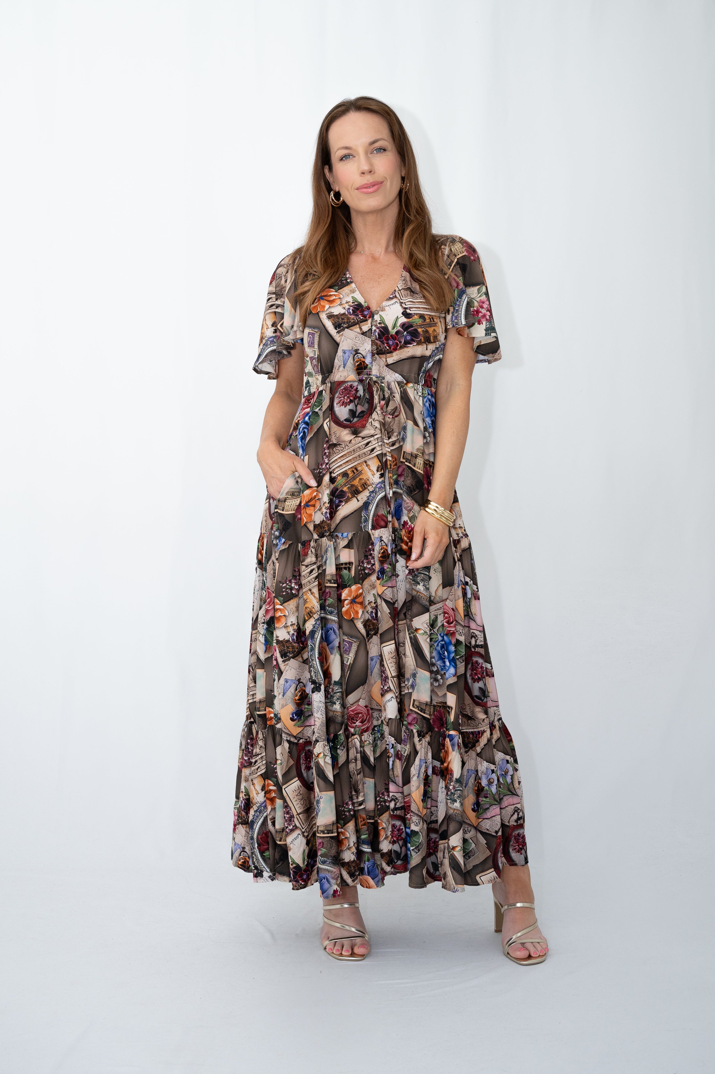 French Collage Maxi Dress