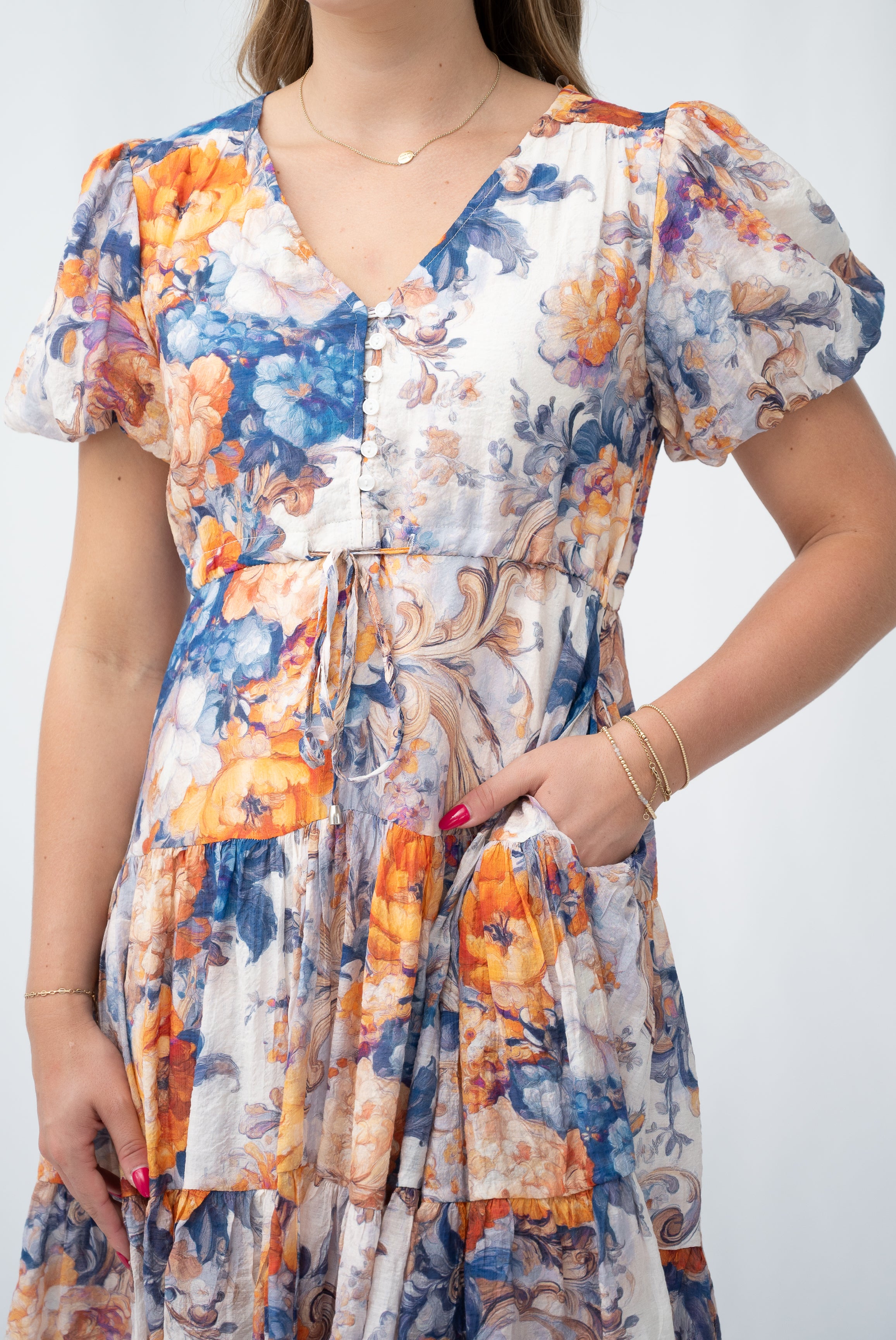 Vintage Rose Selma Short Dress Blue