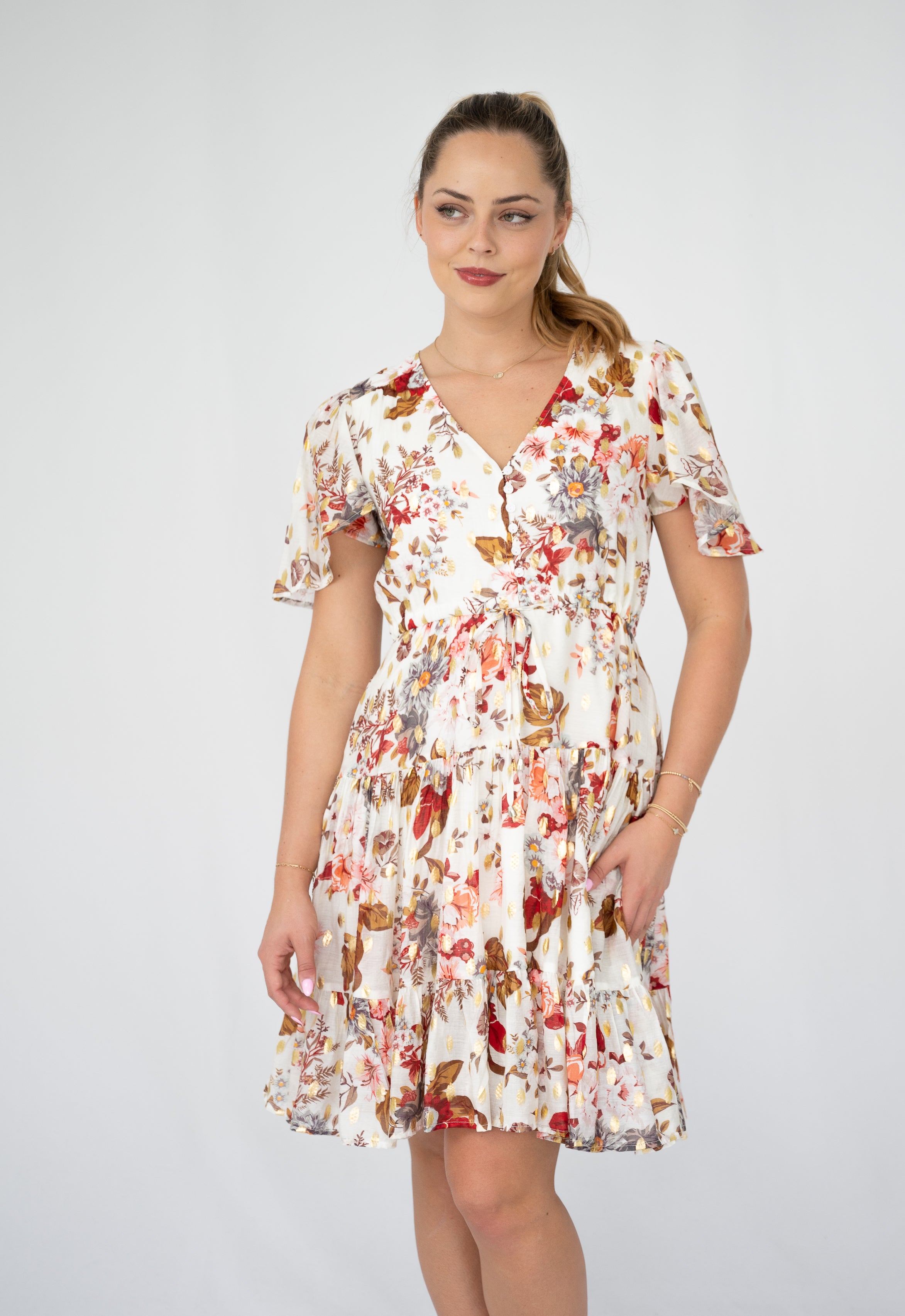 Gold Leaf Selma Short Dress