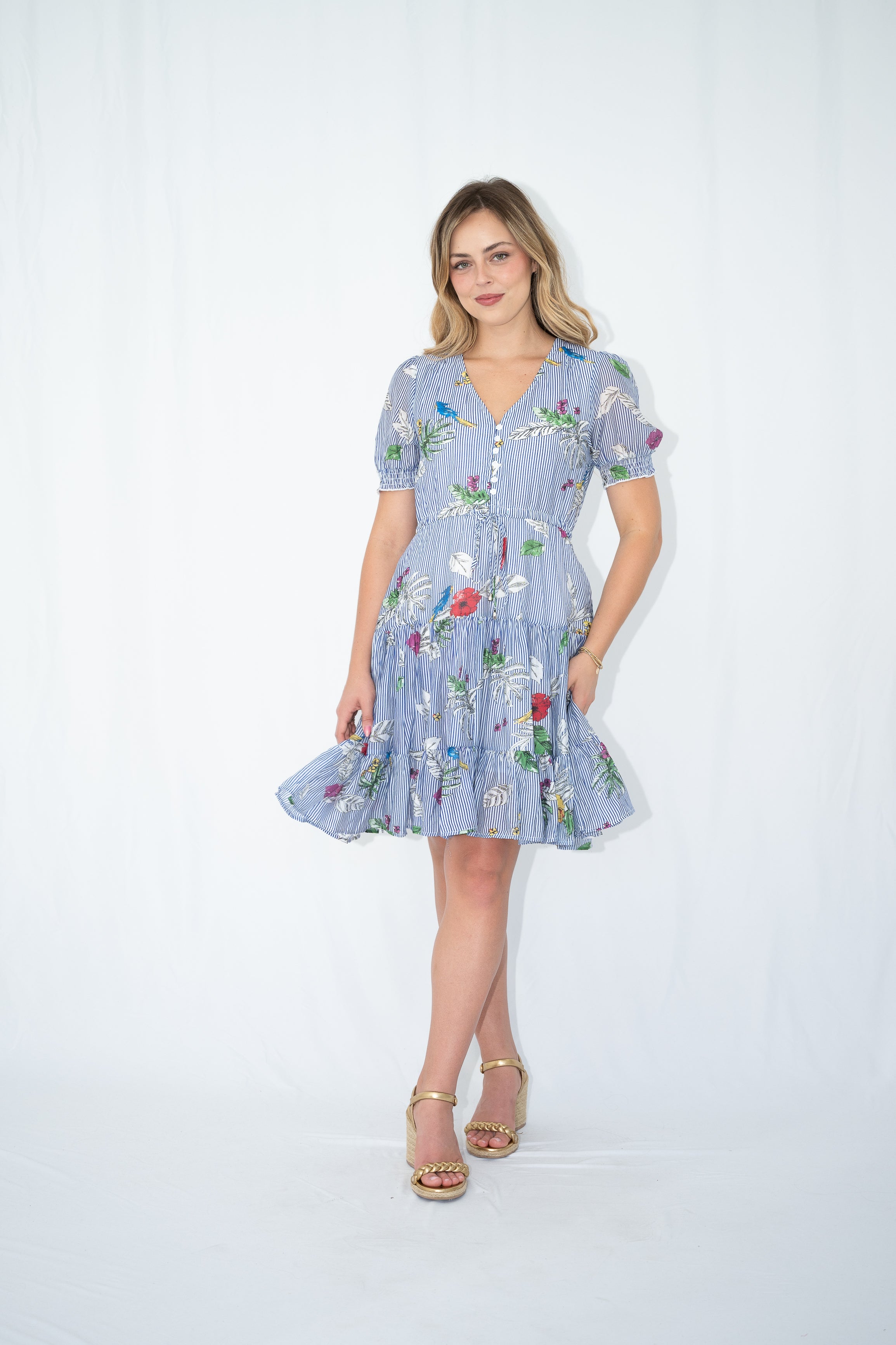 Calla Flower Stripe Selma Dress