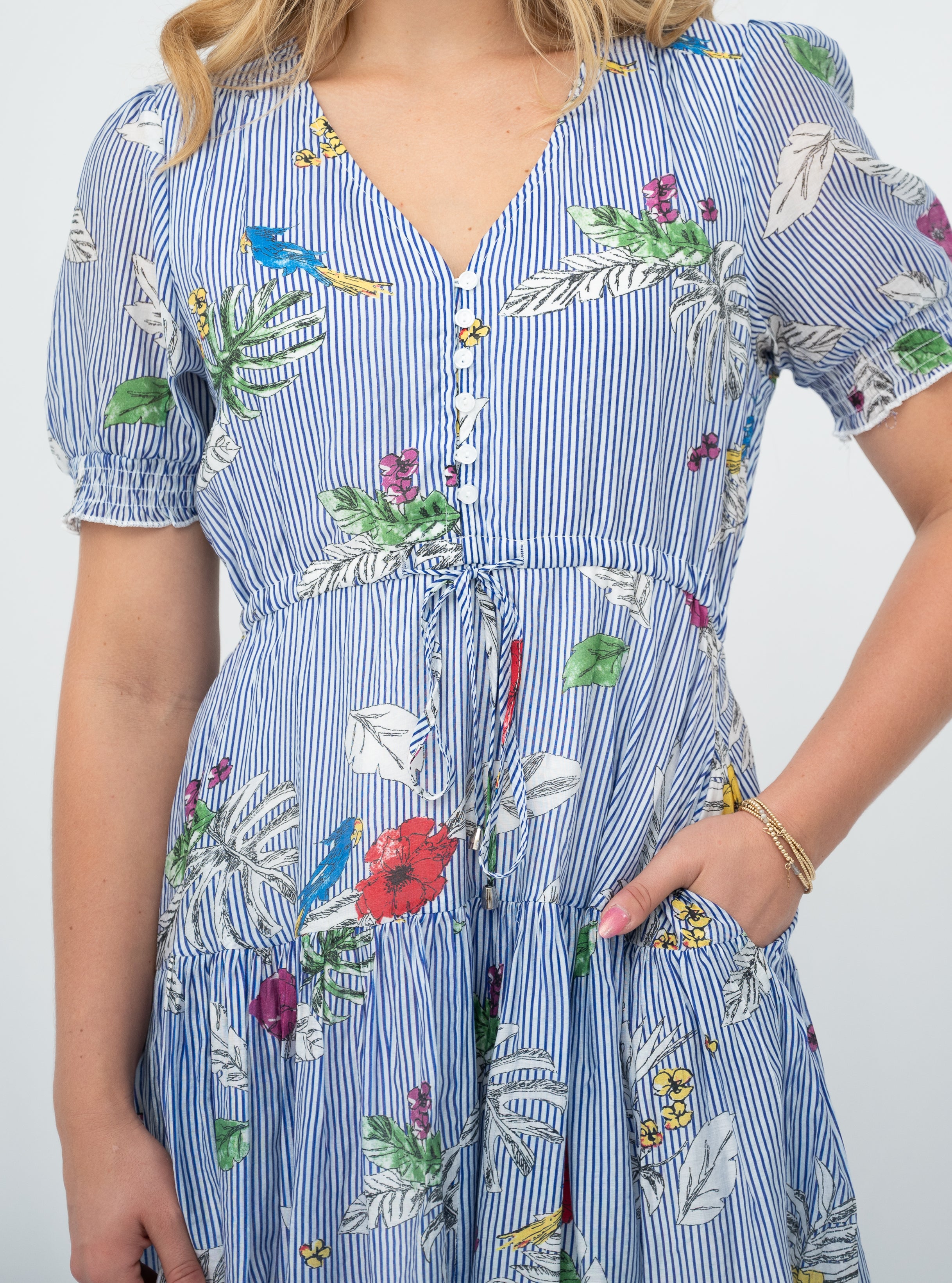 Calla Flower Stripe Selma Dress