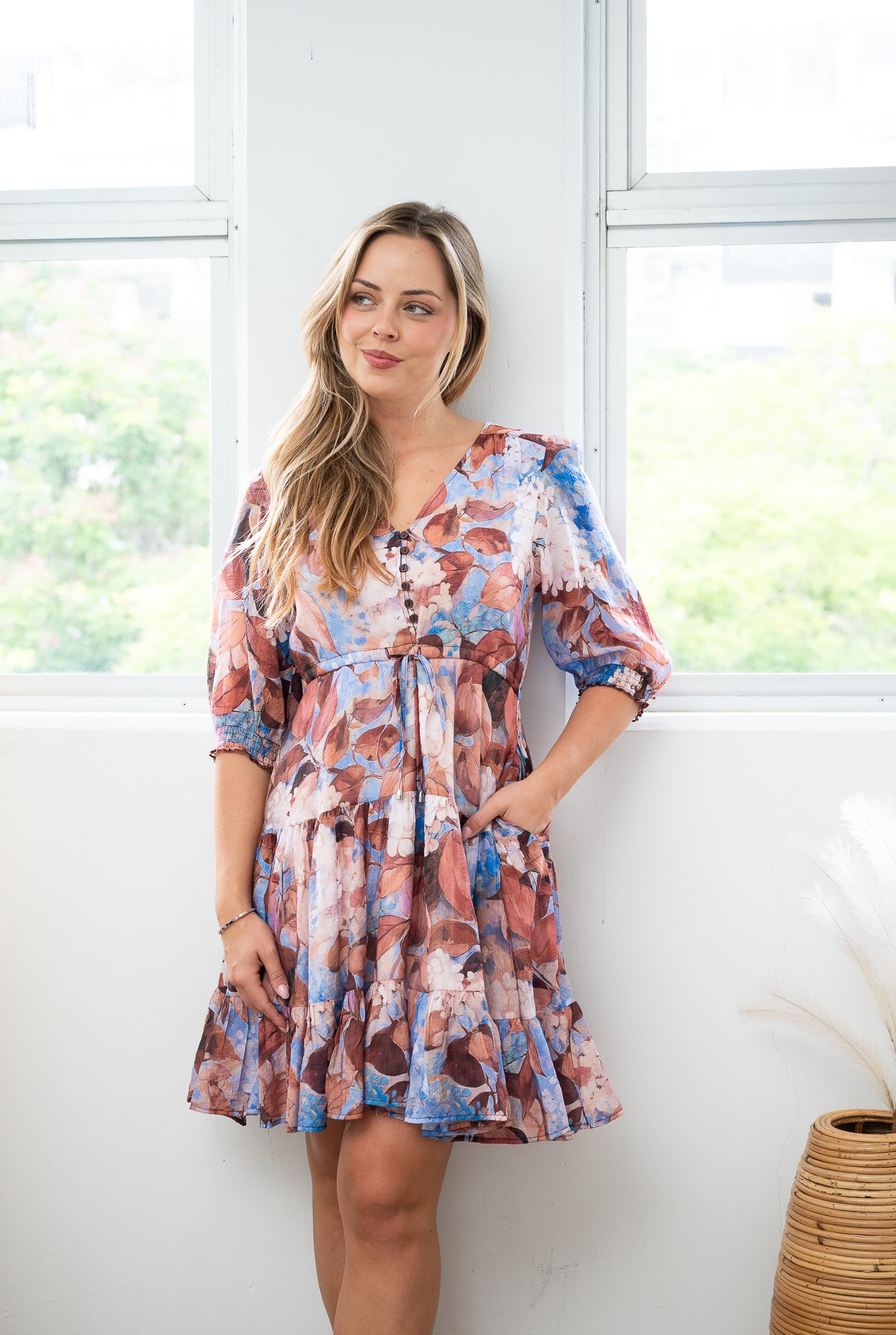 Wisteria Short Dress Brown