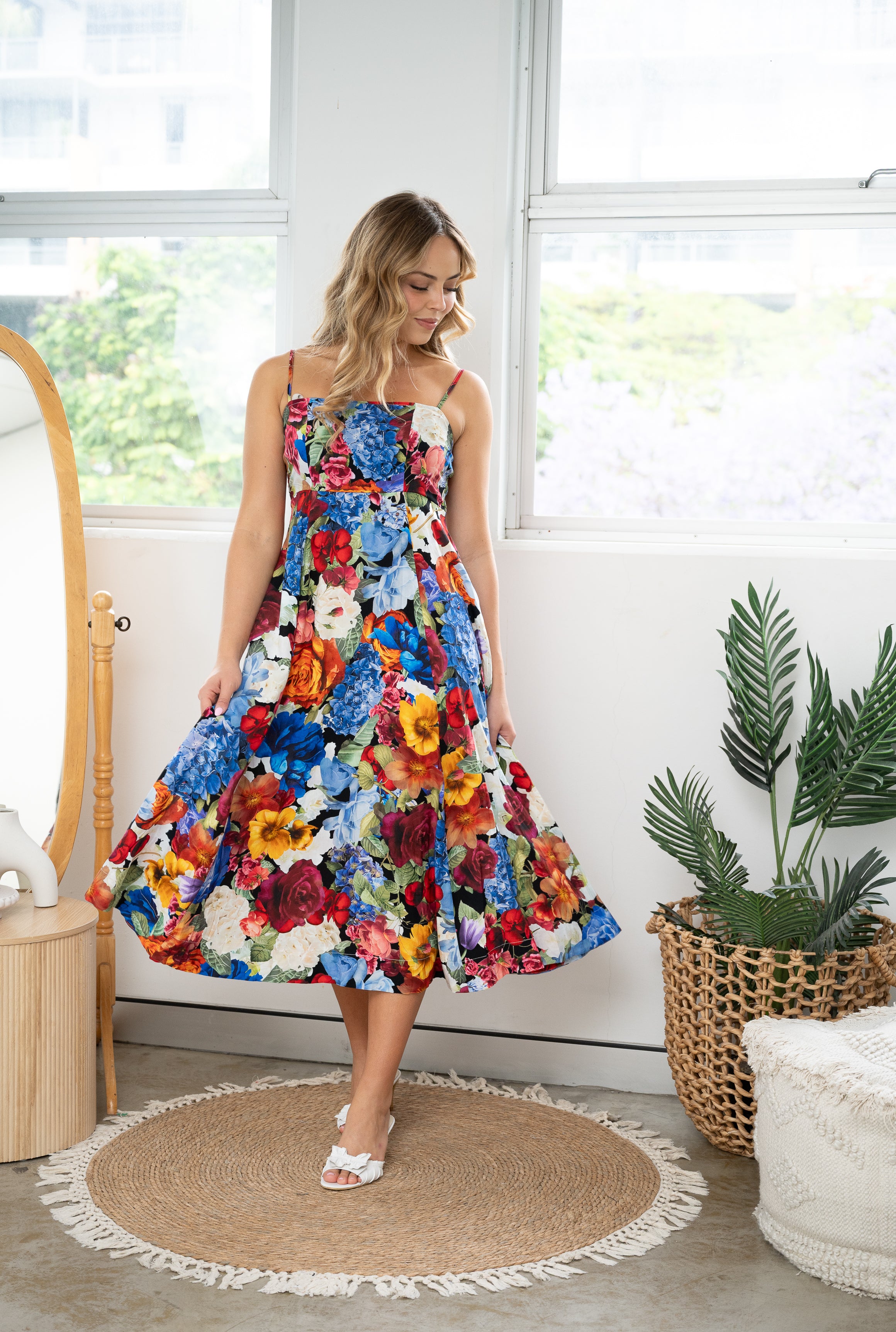 Flower Bouquet Tube Flare Dress