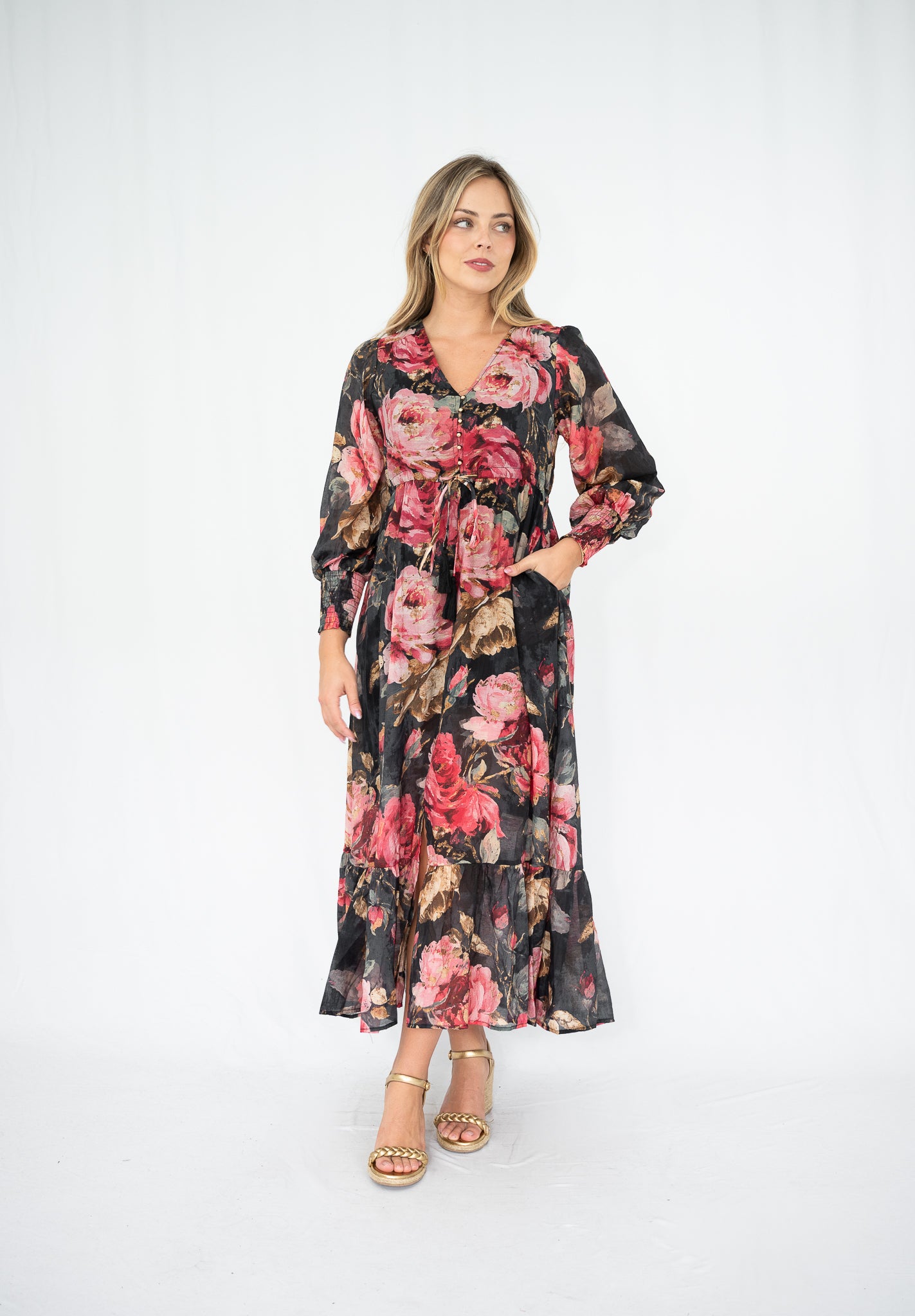 Rose Garden Maxi Dress Black