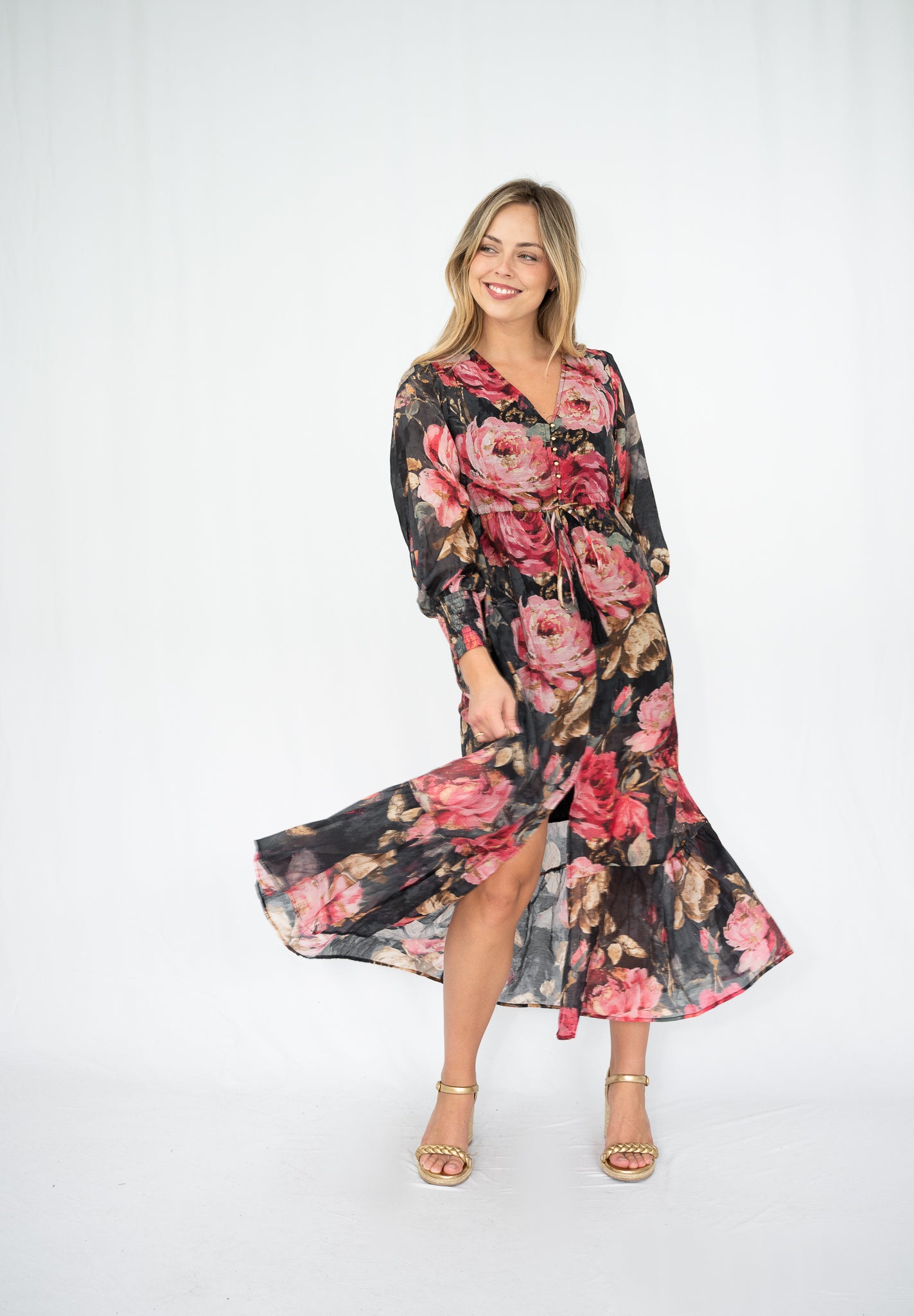 Rose Garden Maxi Dress Black