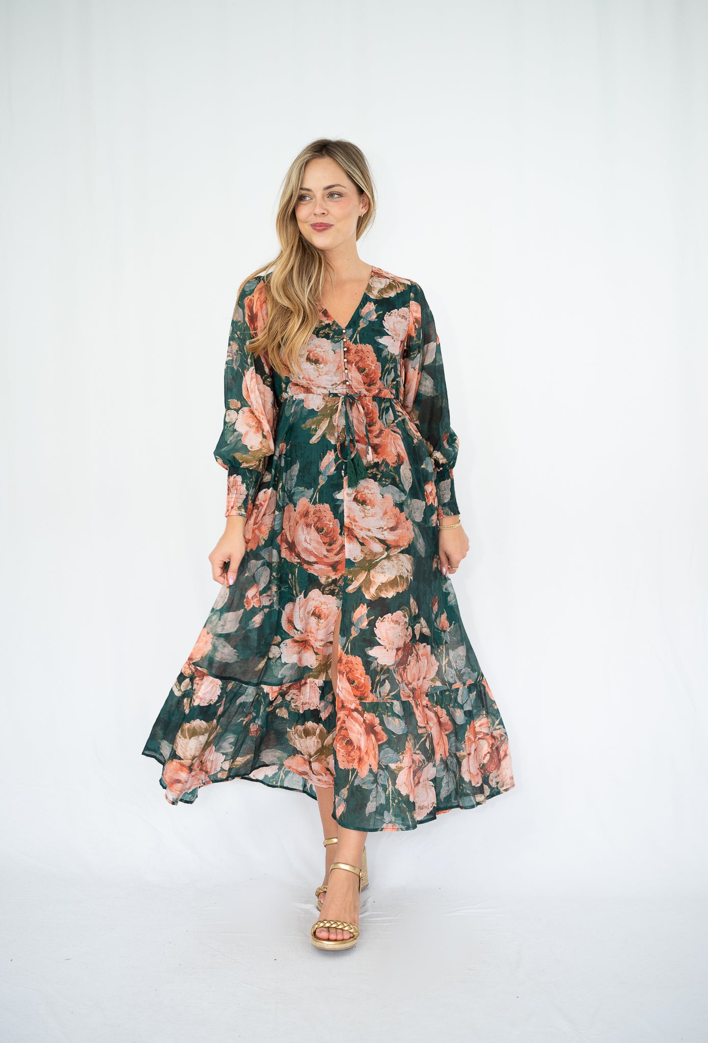 Rose Garden Maxi Dress Forest Green