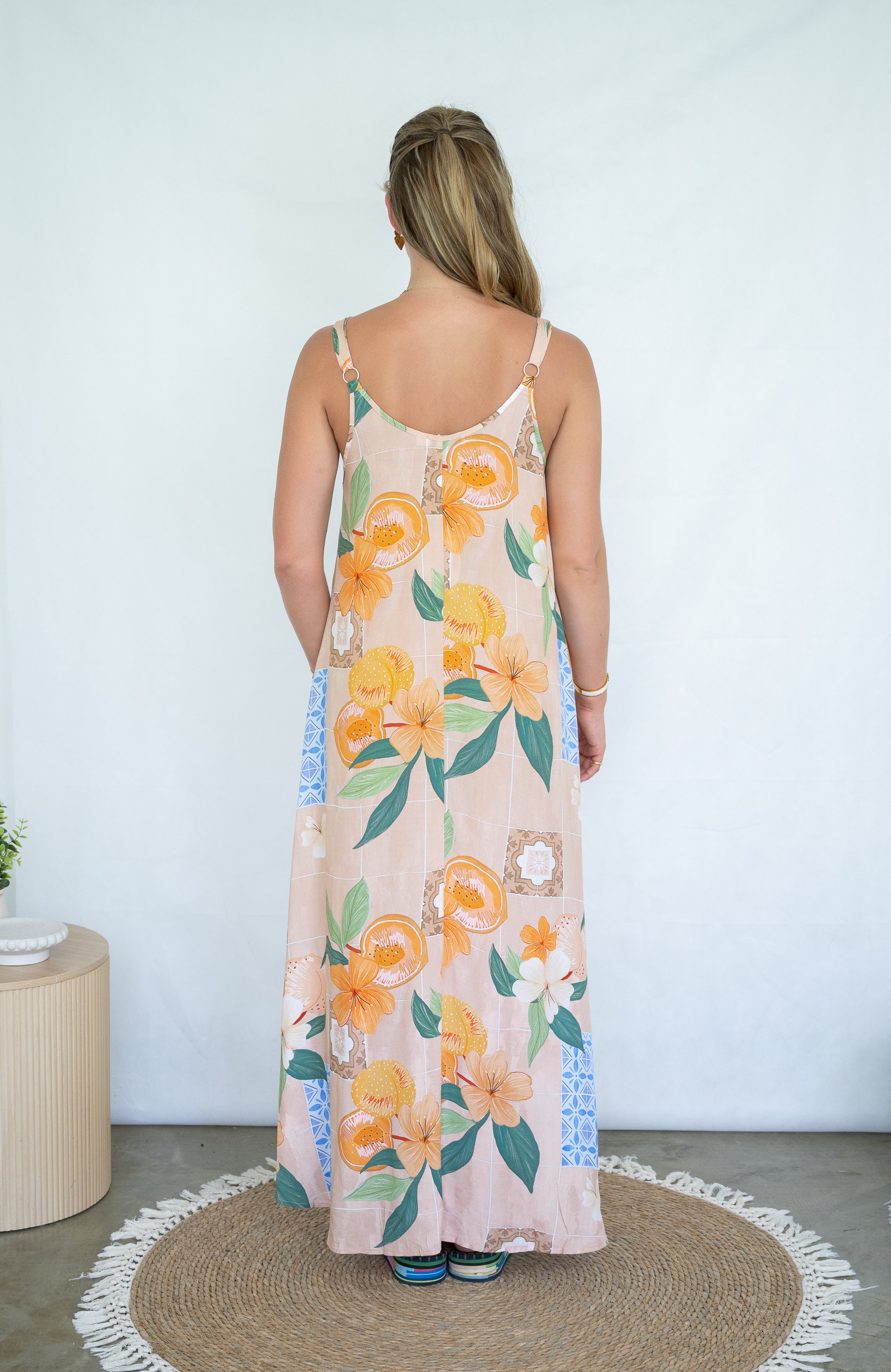 Matilda Tile Print Lace Dress Pink