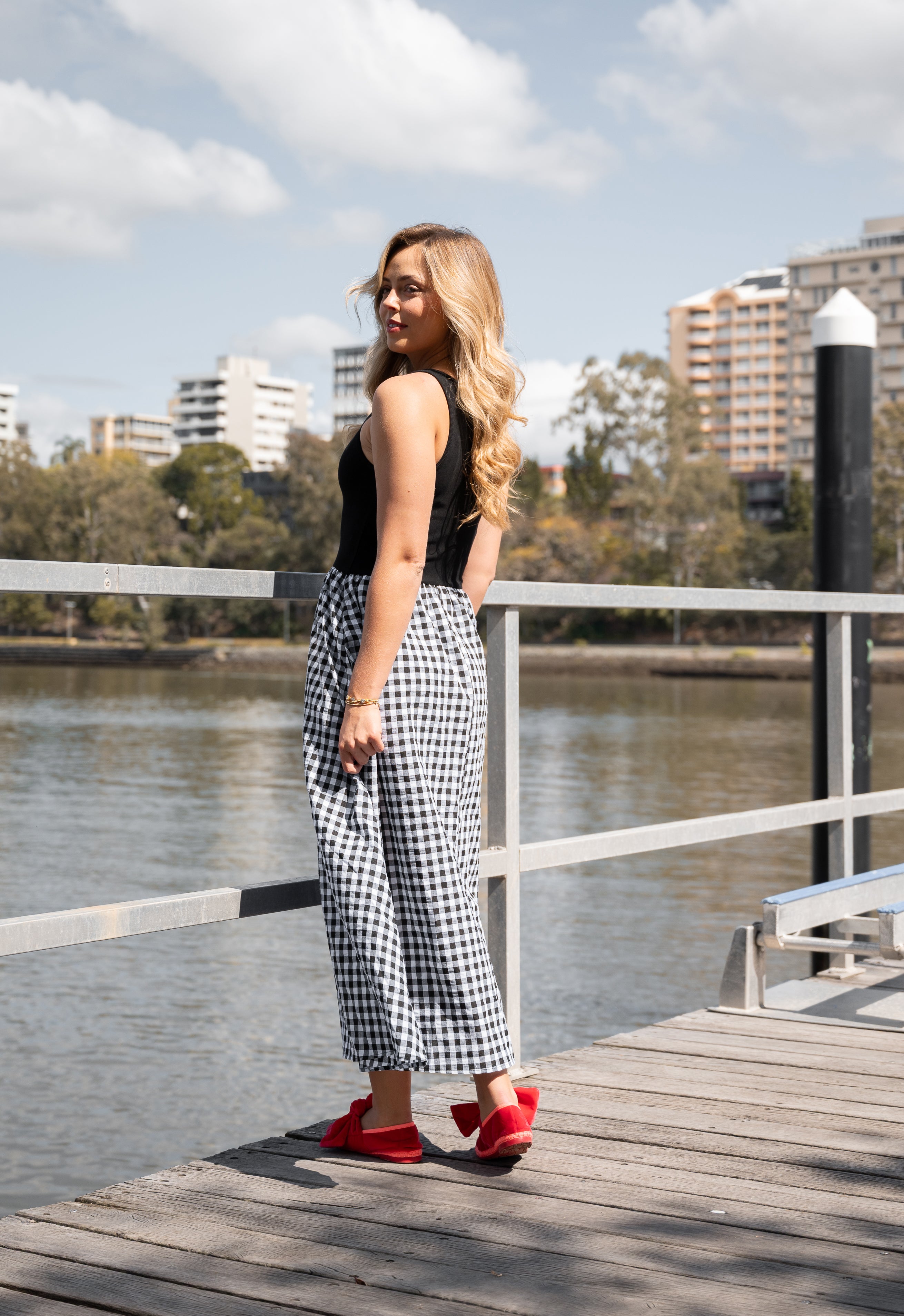 Harmony Gingham Dress Black